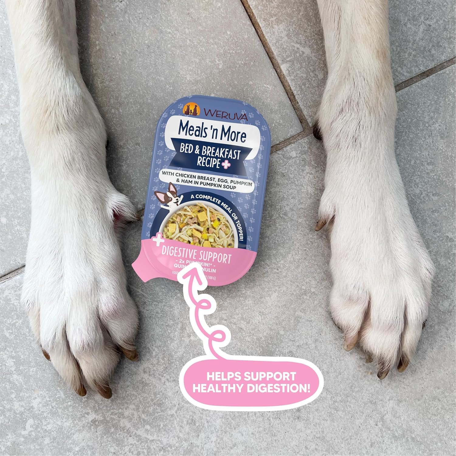 Weruva Meals ‘n More – Alimento húmedo natural para perros, Bed & Breakfast Plus soporte digestivo, taza de 3.5 onzas (paquete de 12)