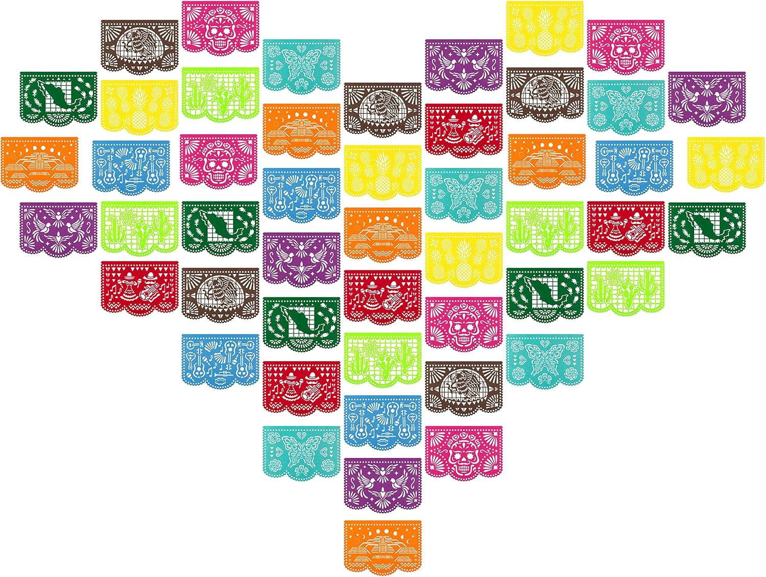CLOVER CUTS, 50 pancartas de papel picado de fieltro multicolor, decoraciones de fiesta de fiesta, decoraciones de Cinco de Mayo, decoraciones para