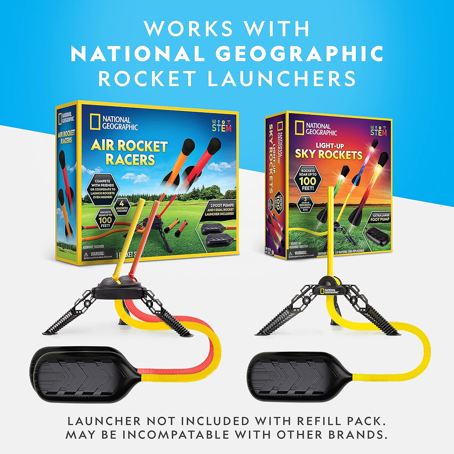 NATIONAL GEOGRAPHIC Recambio de juguete Air Rocket – Colección de cohetes LED definitiva con 5 cohetes de aire iluminados, compatible con todos los