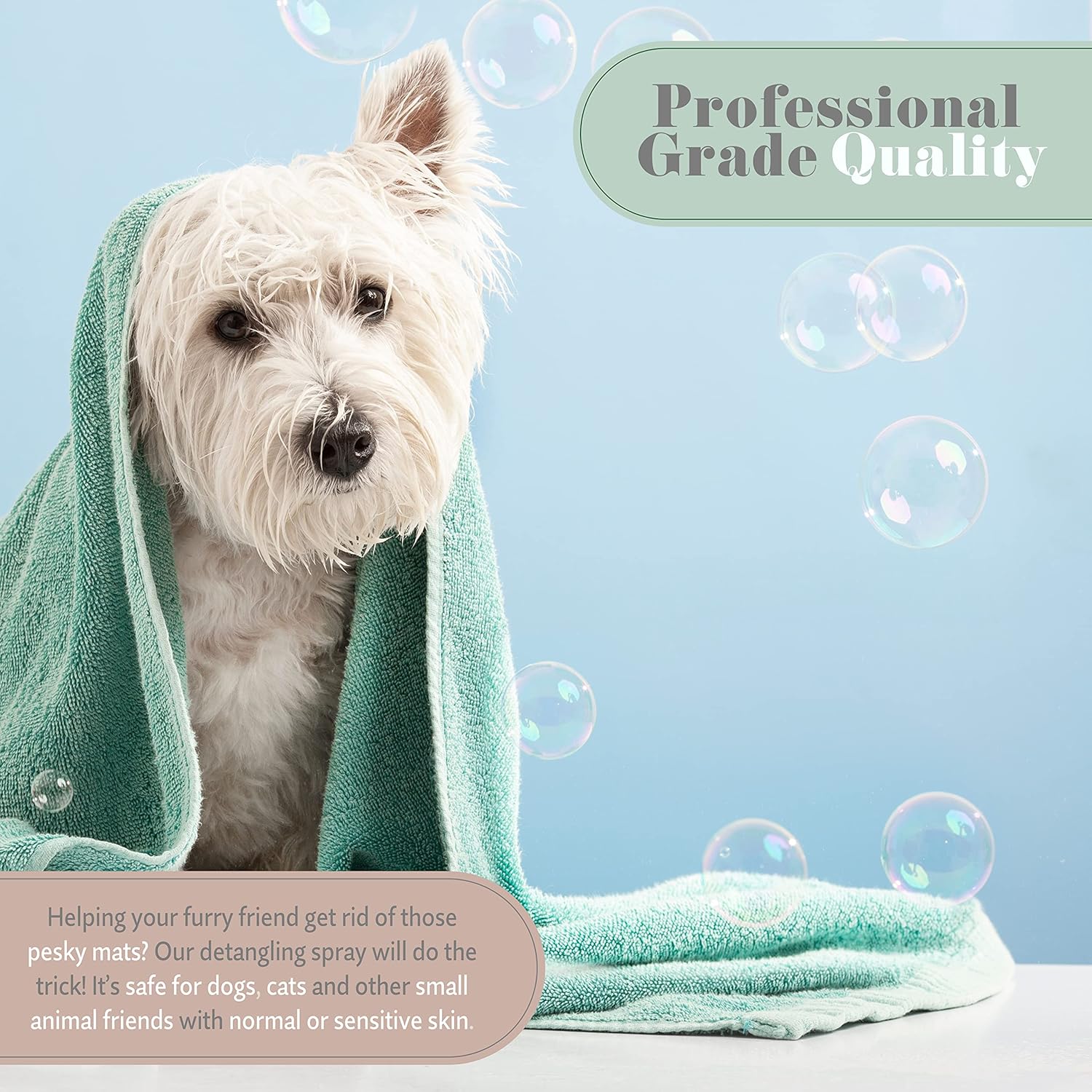 Begley’s Natural Pet – Aerosol desenredante perfumado de aceite esencial de primera calidad para perros, cachorros y gatos, acondicionador sin