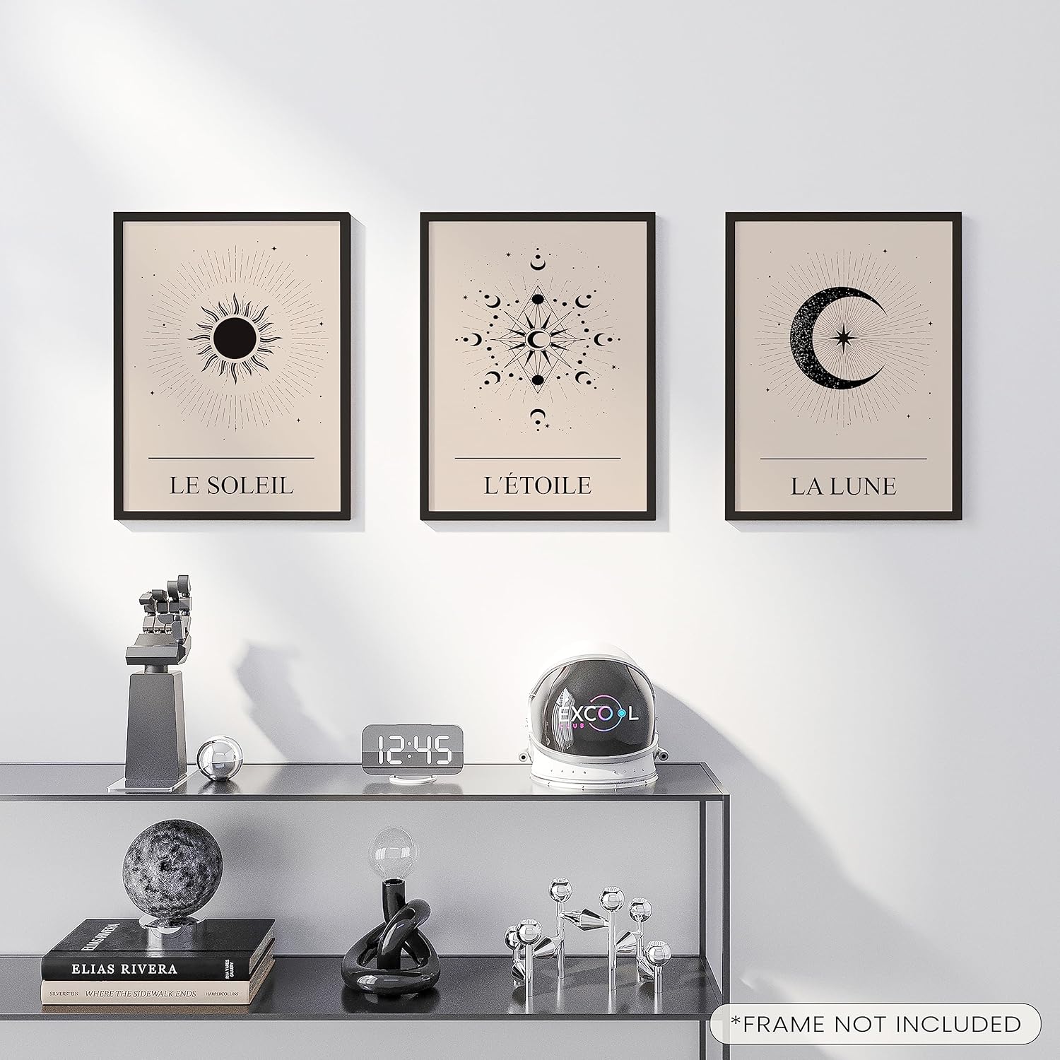 EXCOOL CLUB Decoración celestial bohemia  Póster de arte celestial de 12 x 16 pulgadas, decoración de tarot de estrella vintage, tarjeta de tarot de