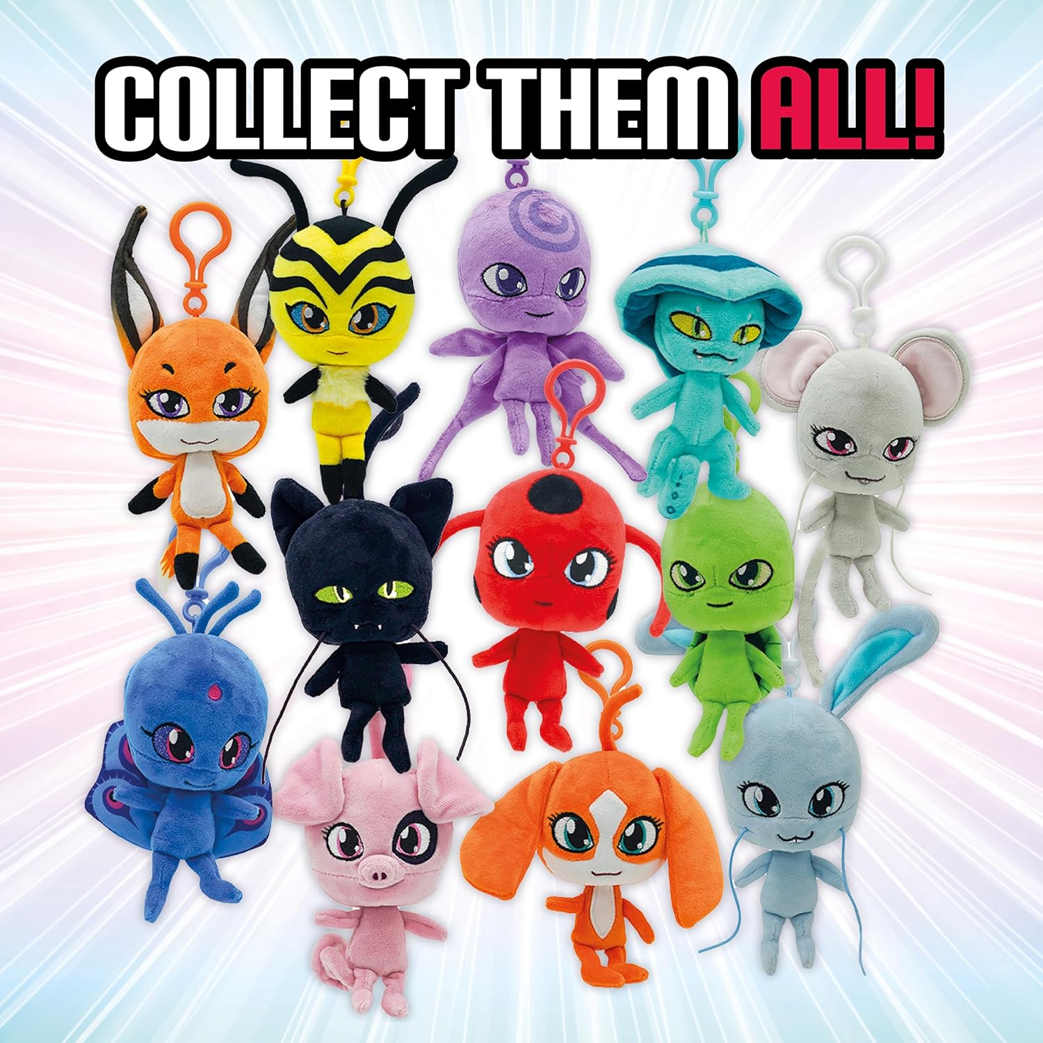 Miraculous Ladybug – Kwami Lifesize Daizzi, juguete de peluche de cerdo de 5 pulgadas con clip para niños, juguete de peluche coleccionable súper