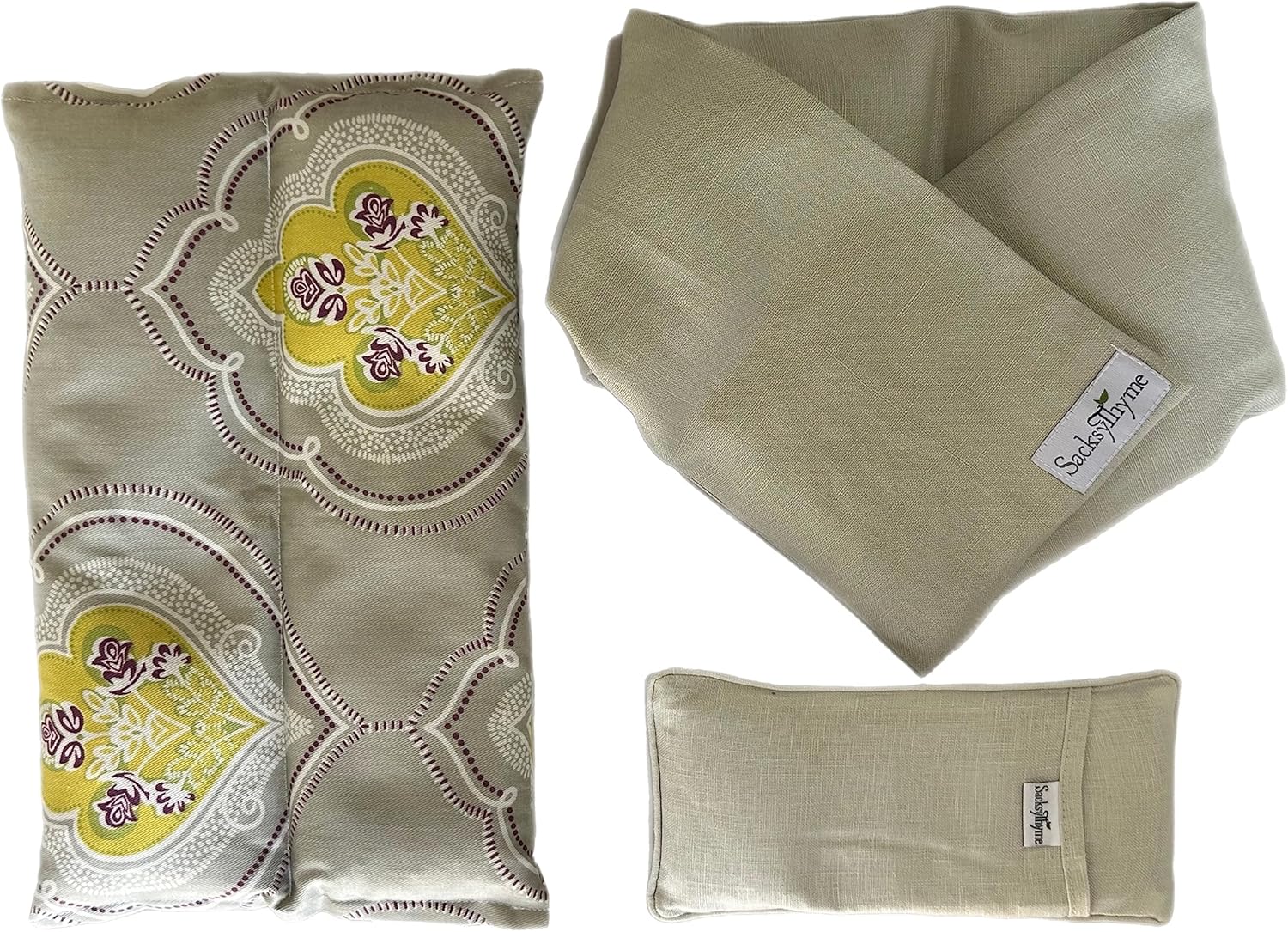 Juego de regalo de cumpleaños  3 piezas  Almohadilla térmica lavanda, envoltura de cuello de lino y almohada de lino  Juego de regalo de cumpleaños