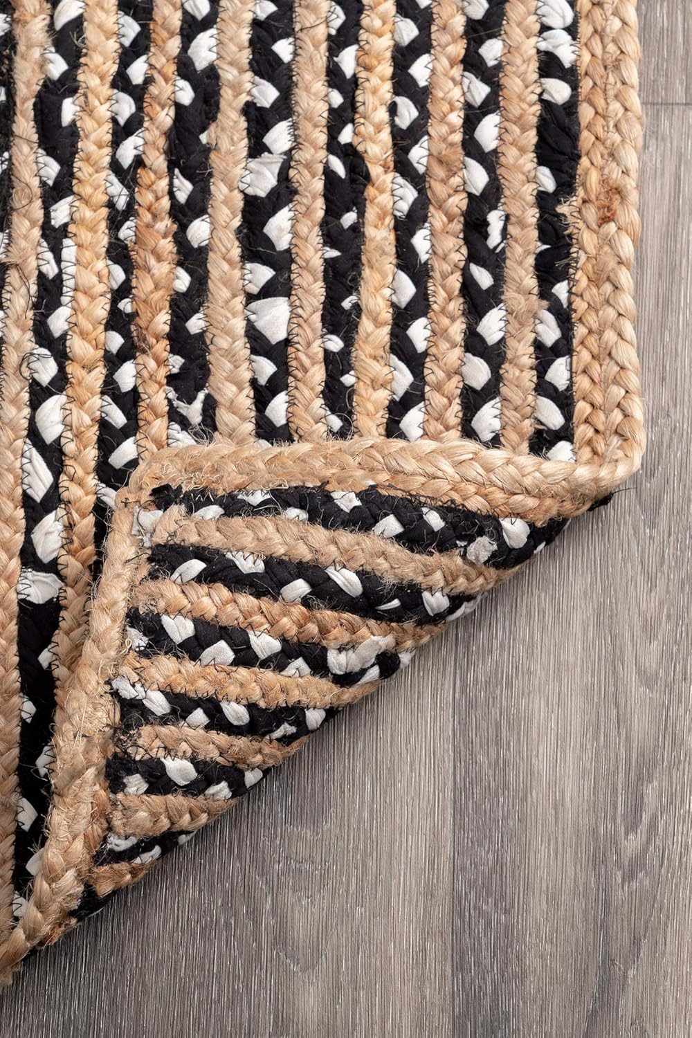 nuLOOM Glinda – Alfombra de fibra natural, 5 x 8 pies, ovalada, color negro
