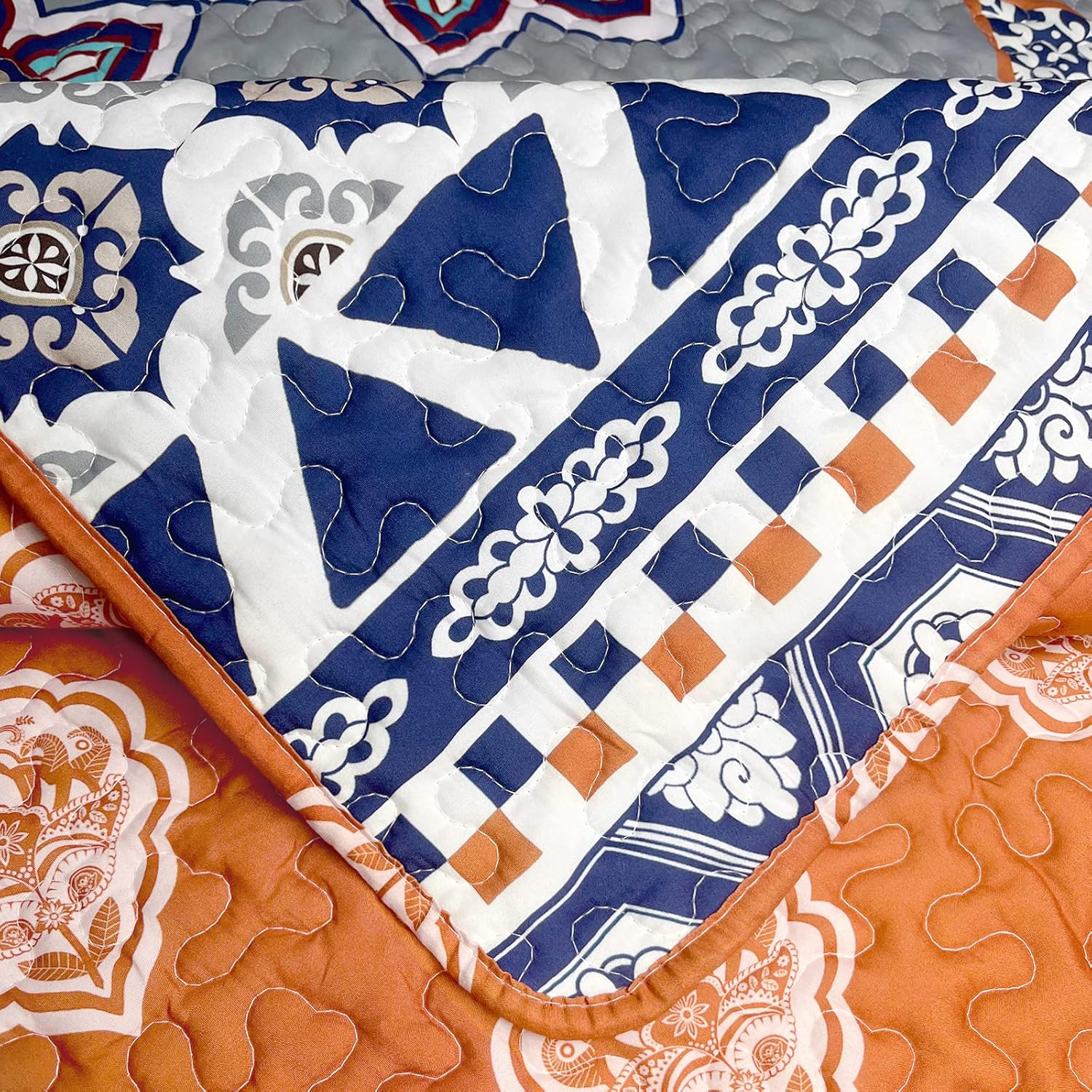 Juego de ropa de cama de lujo de 2 piezas tamaño individual, elegante y reversible, con funda de almohada, colcha a rayas bohemias, colcha de