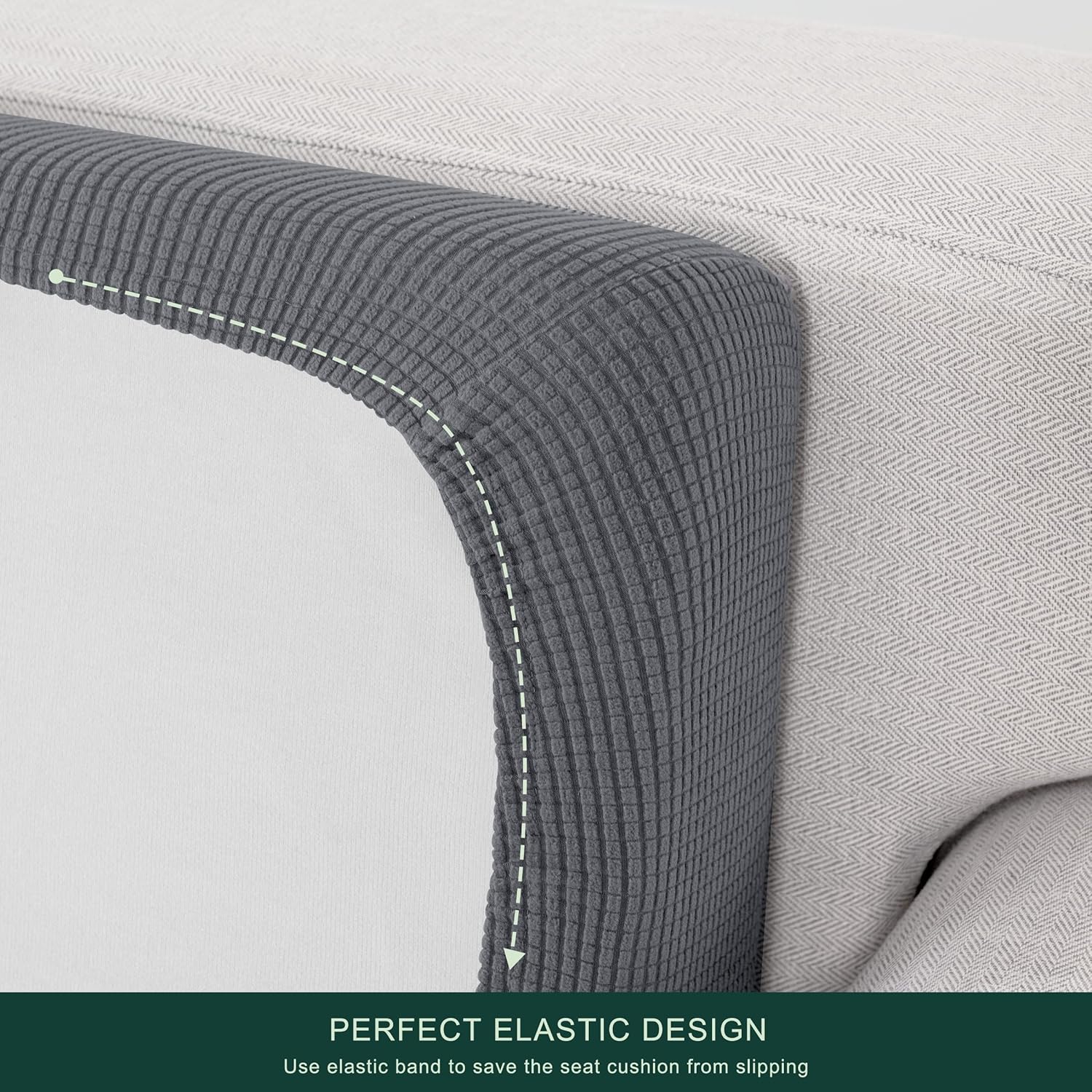 CHUN YI – Funda elástica de cojín para sofá de 3 plazas, funda de asiento de sofá con tela jacquard de elastano (grande, color gris claro)