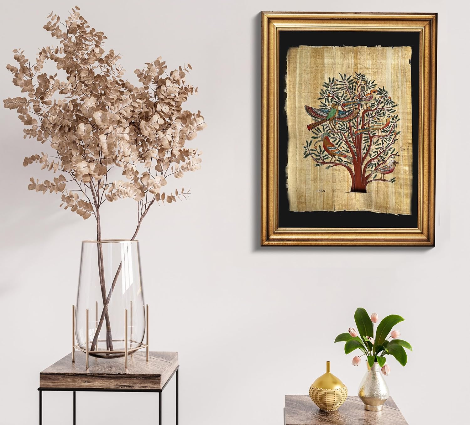 Ancient Egyptian Paintings Arte auténtico de papiro del árbol de la vida, papel del antiguo Egipto, decoración de pared de Egipto, arte de pared de