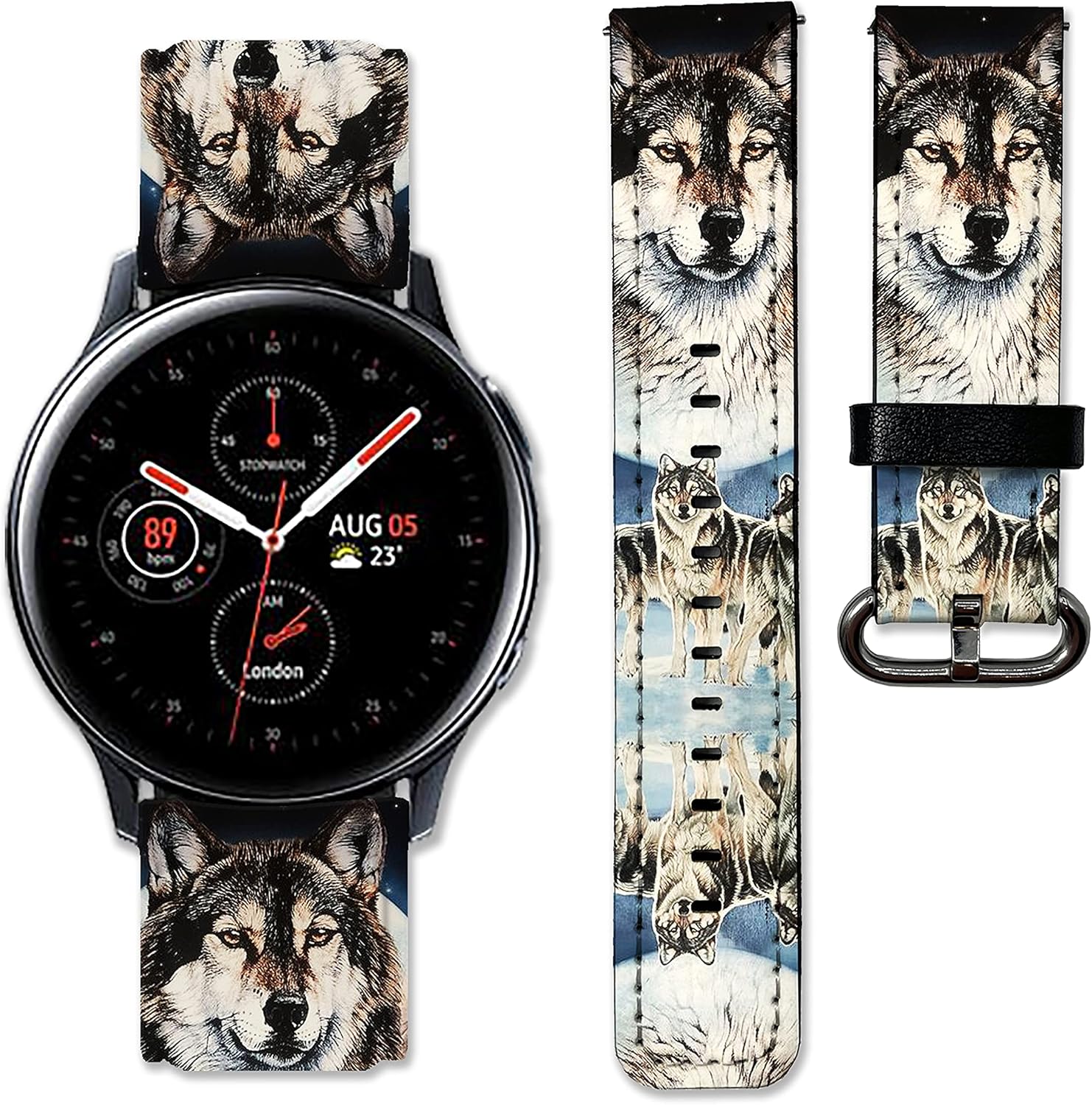Correa de cuero de repuesto compatible con Samsung Galaxy Watch4 Active 2 Watch4 Classic Active 2 Watch 3 Gear S3 S2 y otros relojes de 20 y 0.866in