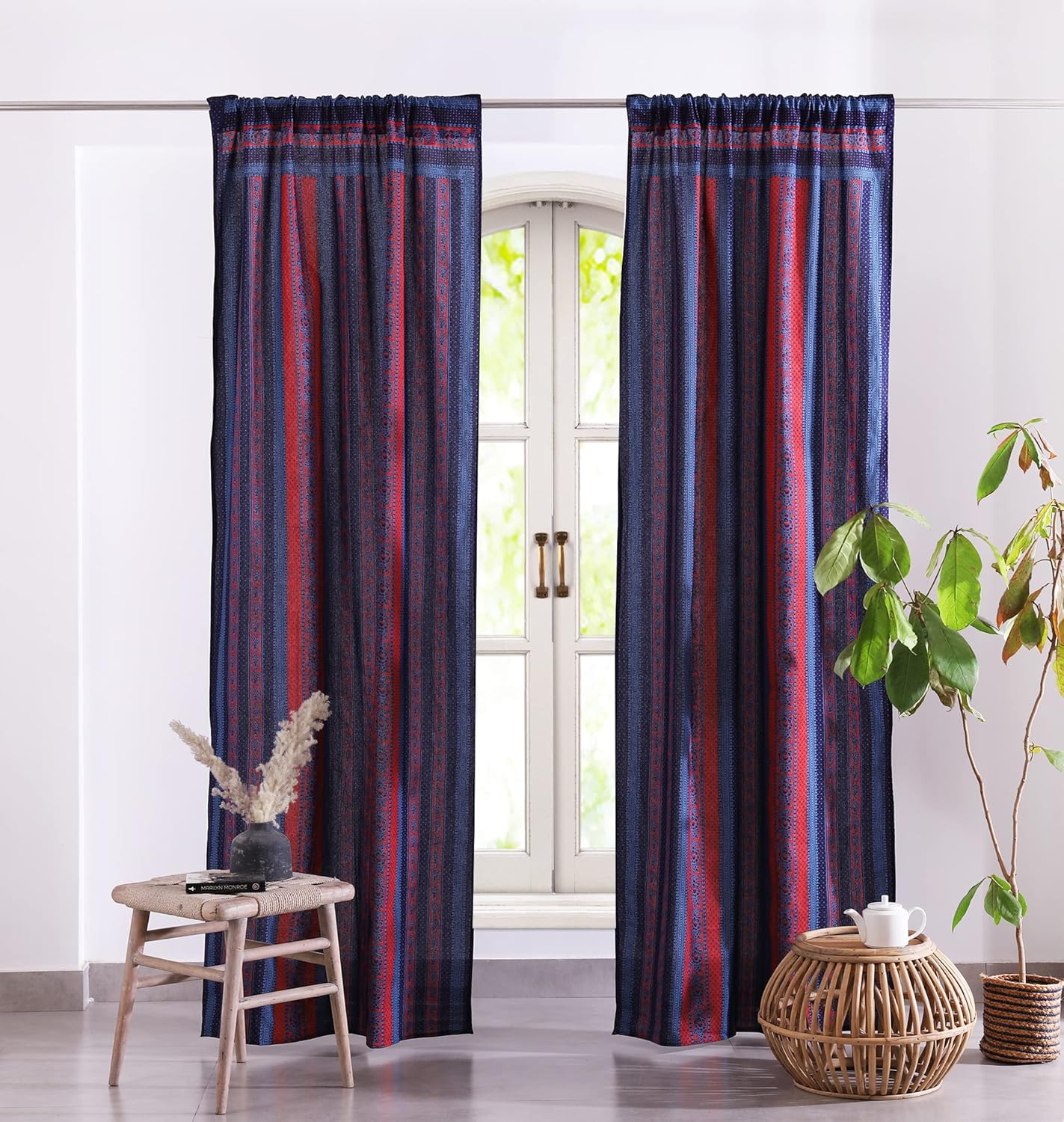Popular Handicrafts India Hippie Mandala Bohemia Hermosas Tiras Cortinas Dormitorio Sala Balcón Cenefa Paneles Azul Neavy