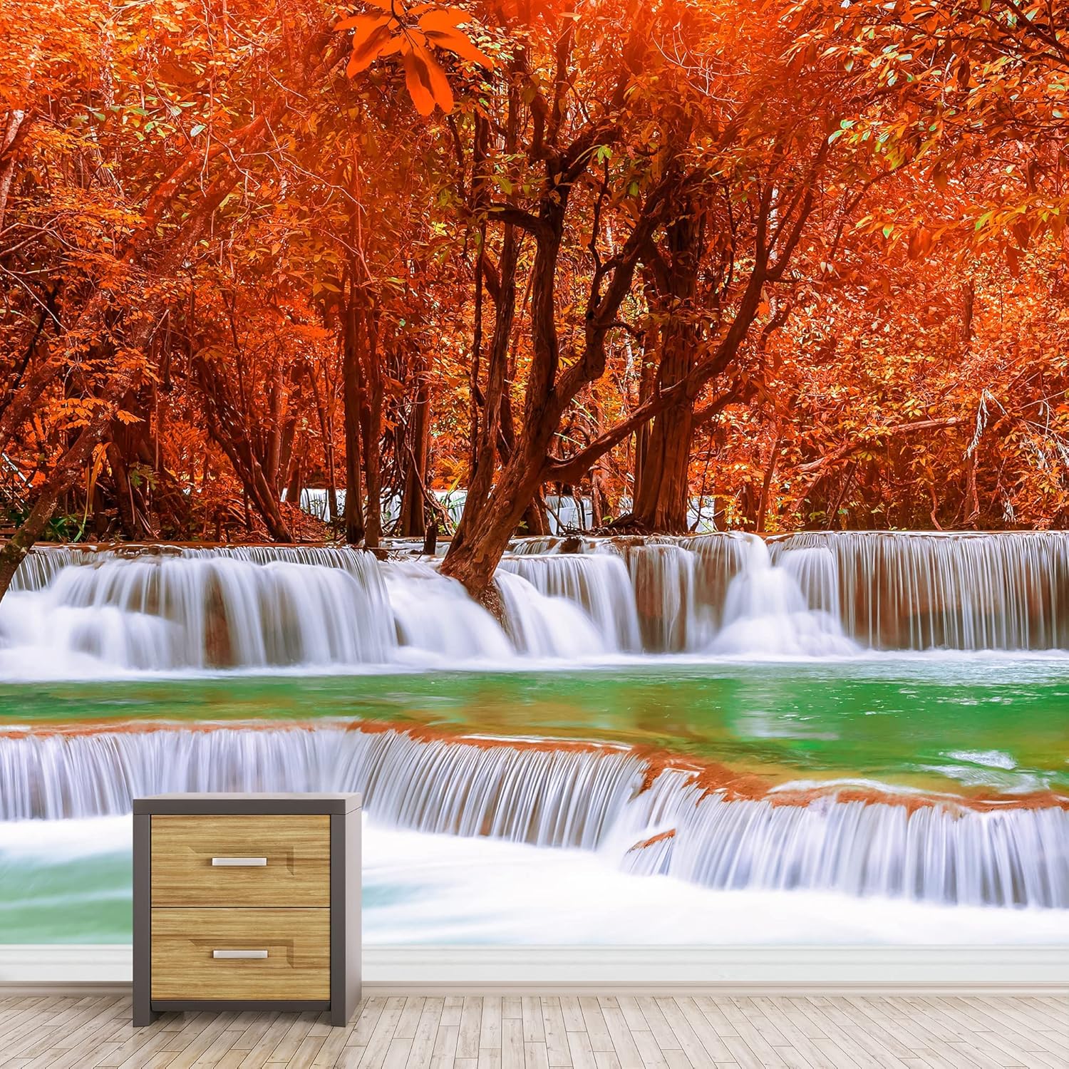 wall26 Adhesivo mural removible para pared, cascada de río, bosque rápido, naturaleza, desierto, fotografía, realismo, paisaje rústico, decorativo,