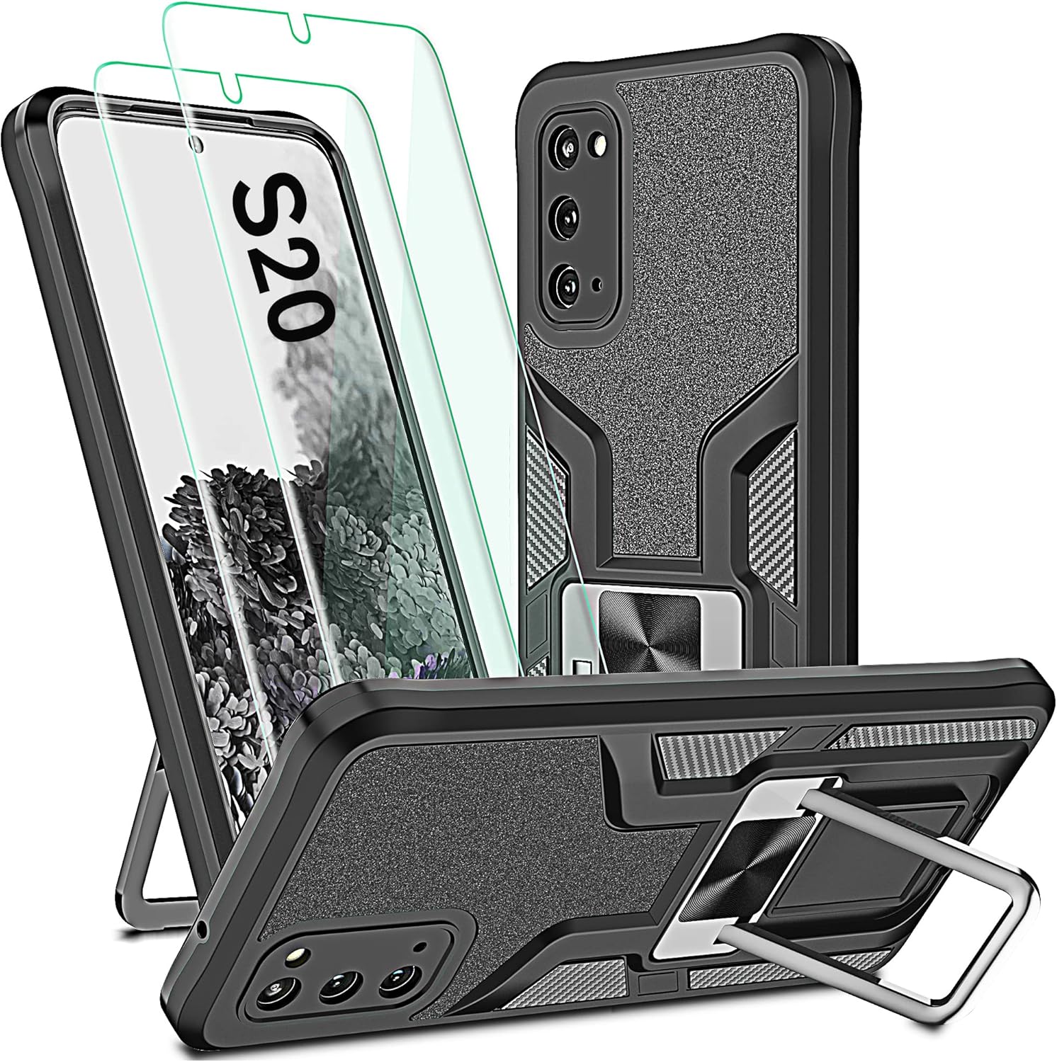 AKINIK Funda para Samsung Galaxy S20 (no compatible con Galaxy S20 FE), con protector de pantalla de TPU flexible autorreparable 2 unidades, grado