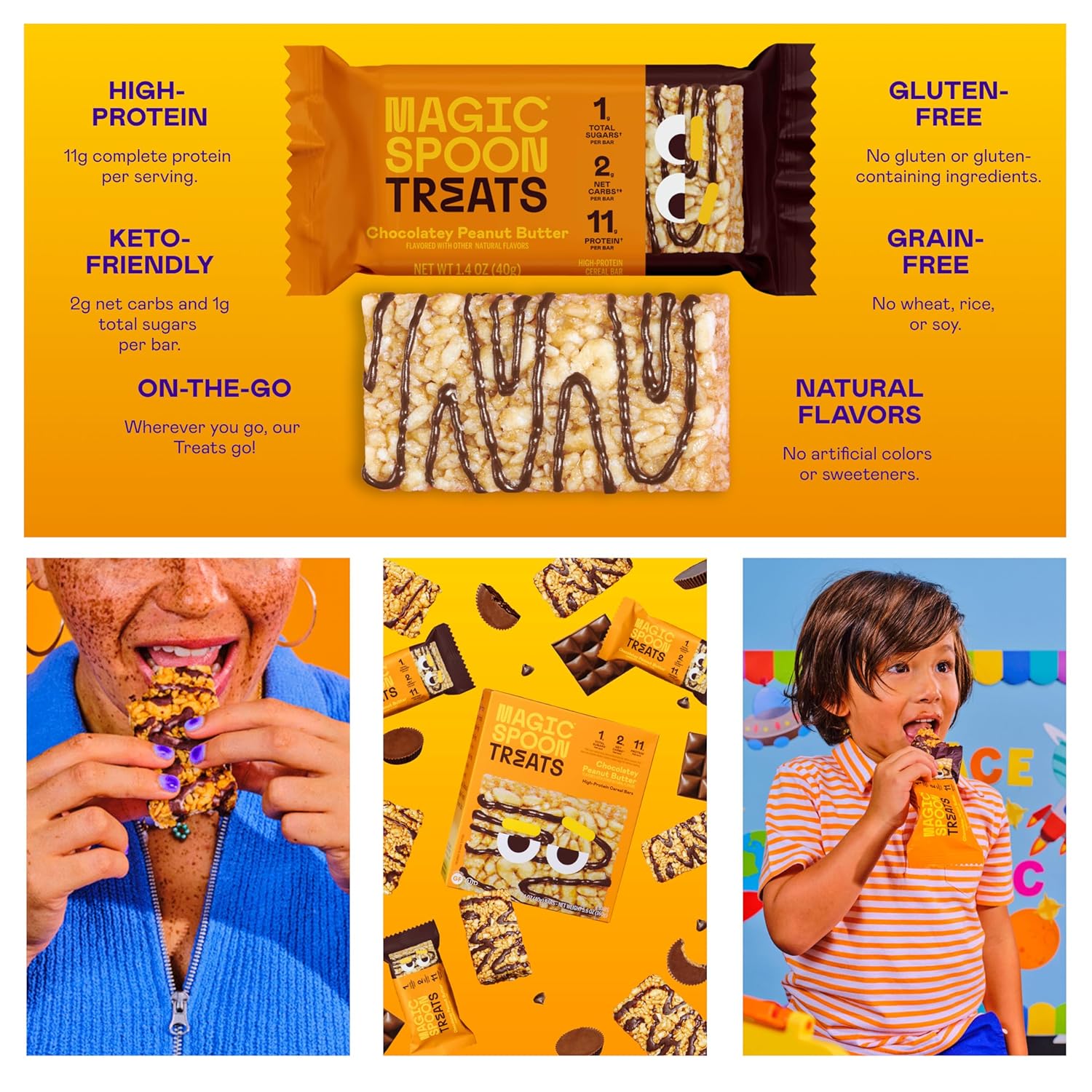 MAGIC SPOON Treats I High Protein I Low Carb I Keto Friendly I 0.04 oz (1 g) de azúcar I Crujiente, Crujiente, Barrita de Proteínas I Barra de