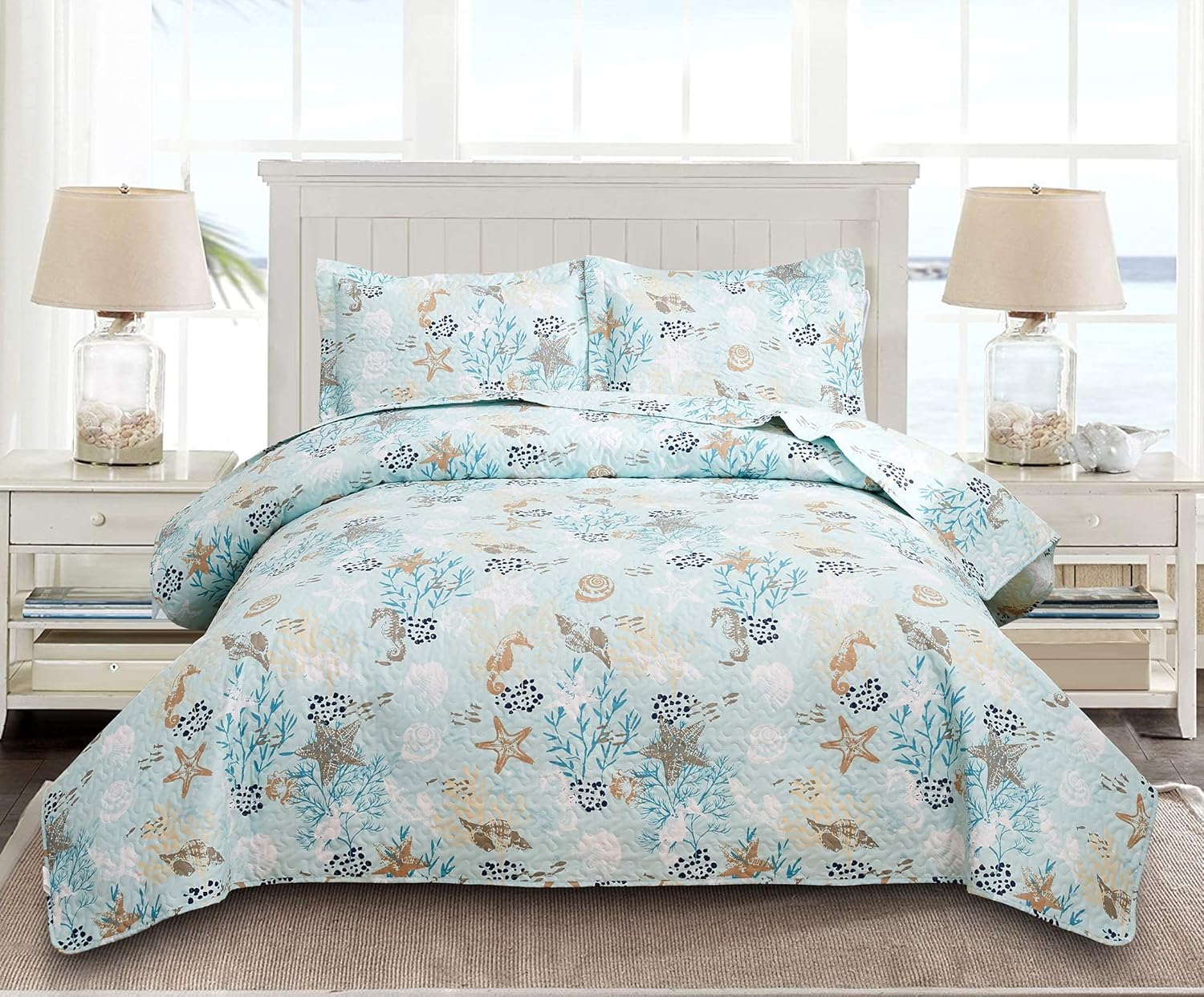 Ycosy Juego de colcha con estampado marino