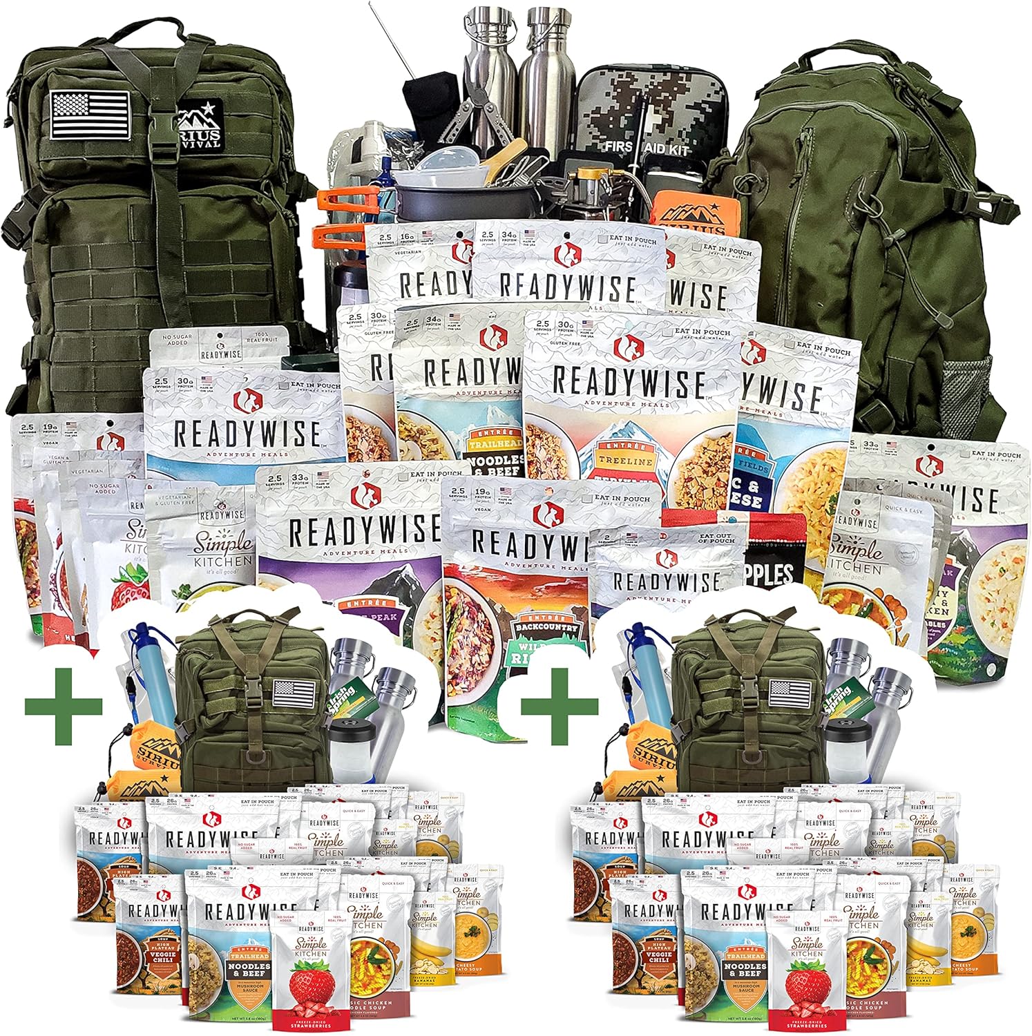 Family Comfort 72 – Kit de supervivencia de emergencia – 72 horas para 2 personas – Preparación para desastres – Deliciosa comida ReadyWise, equipo,