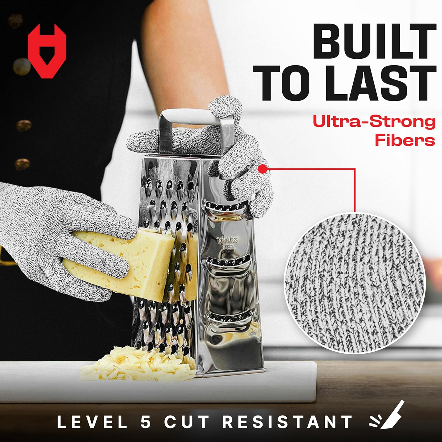 NoCry Guantes resistentes a cortes con puntos de agarre, protección de alto rendimiento nivel 5, grado alimenticio. Tamaño mediano, libro