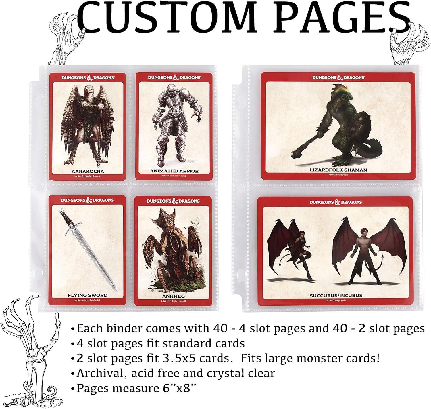 Forged Dice Co. Curiosities Cache Monster – Carpeta organizadora de tarjetas y tarjetas hechizas con páginas, color azul