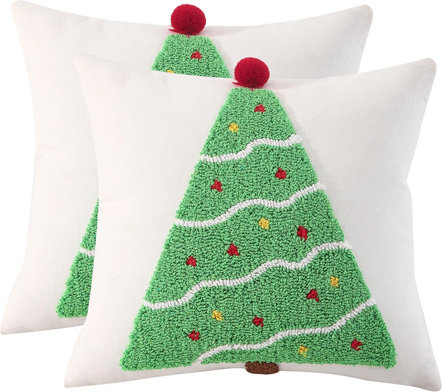 Juego de 2 fundas de almohada de Navidad de 18 x 18 pulgadas, color verde, decoración de fiesta de Navidad, fundas de cojín suaves para sofá, cama,
