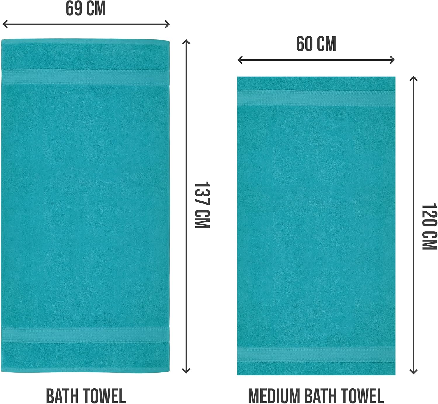 Utopia Towels Juego de 6 toallas de baño medianas, 100% algodón hilado en anillo (24 x 48 pulgadas), toallas de secado rápido medianas, ligeras y