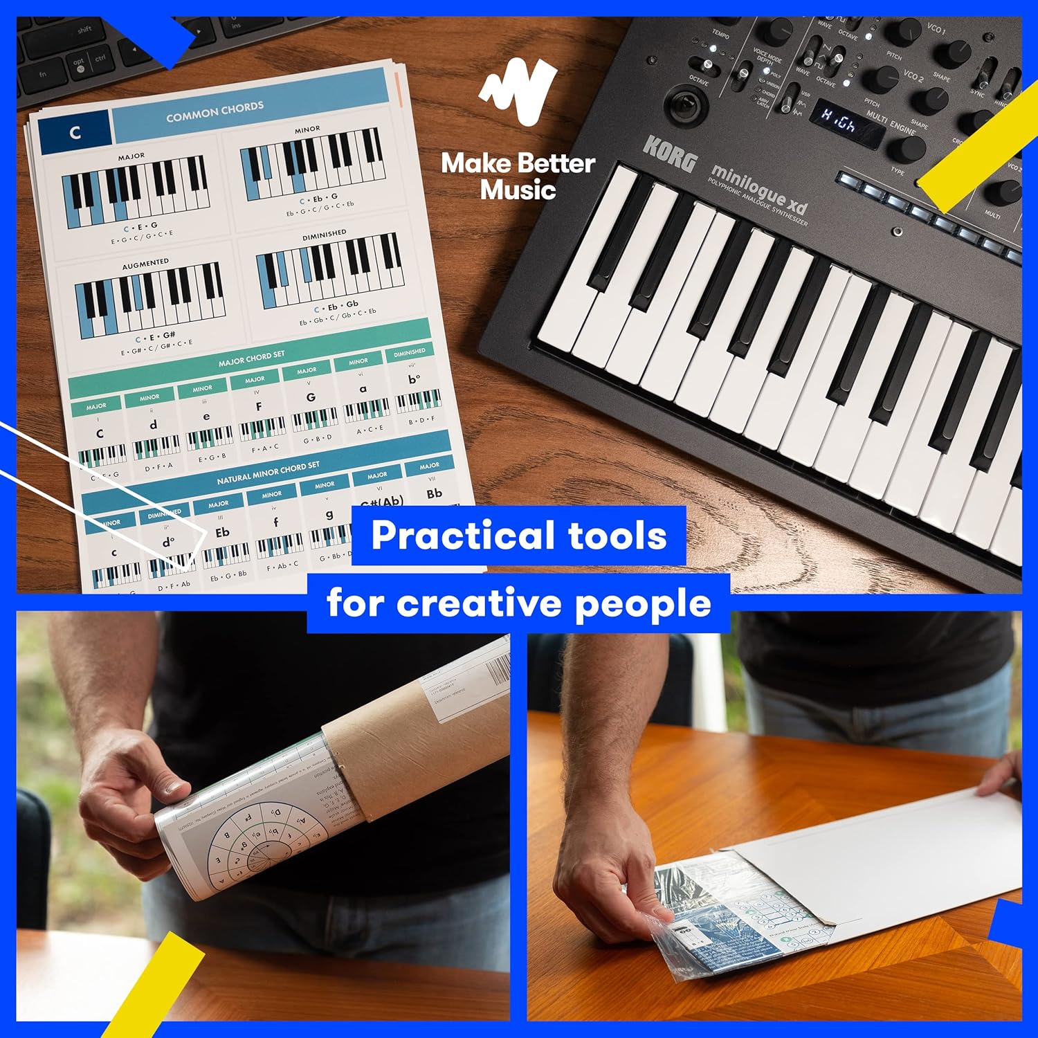 The Really Useful – Tarjetas de referencia para piano – Paquete de 12 (1 por firma de tecla) – Aprende y domina la teoría musical del piano con