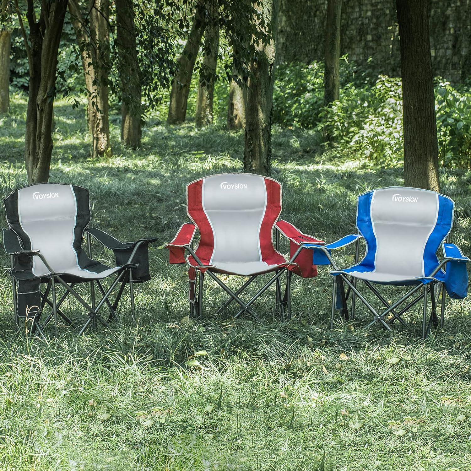 Sillas de campamento acolchadas para adultos, sillas plegables de gran tamaño para exteriores, capacidad de peso de 475 libras, con bolsa
