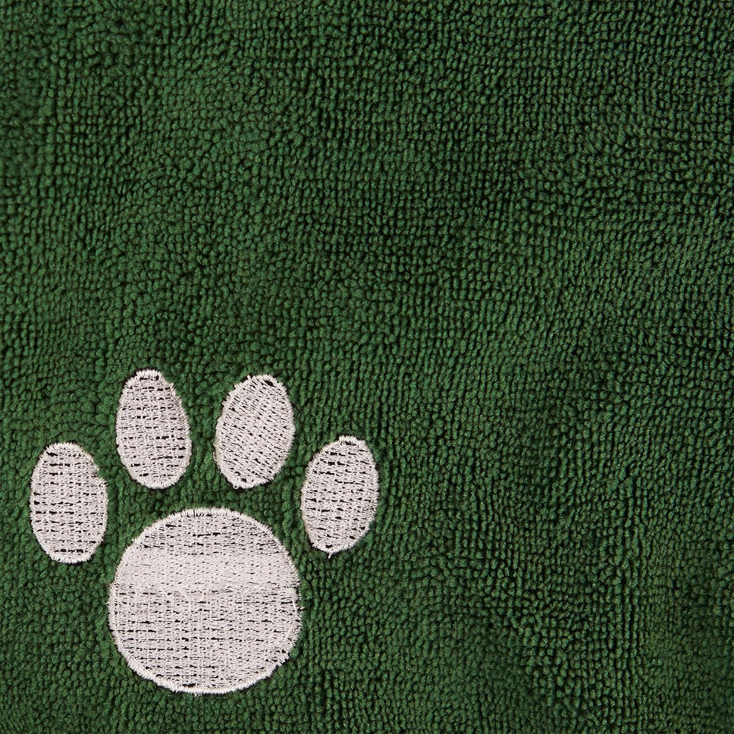 Bone Dry Pet Robe Collection – Bata de baño de microfibra absorbente bordada con cierre ajustable, para perros y gatos, talla L, color verde cazador