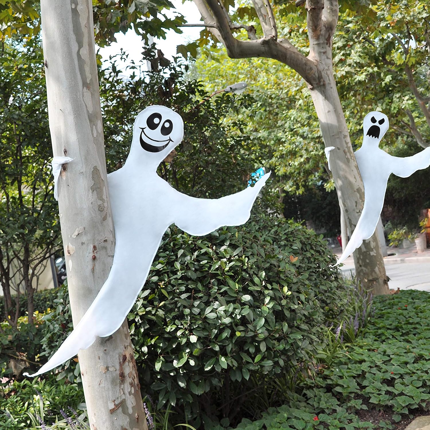 JOYIN Paquete de 2 fantasmas flexibles de Halloween de 53 pulgadas para decoración de Halloween al aire libre, decoración de césped, árbol,