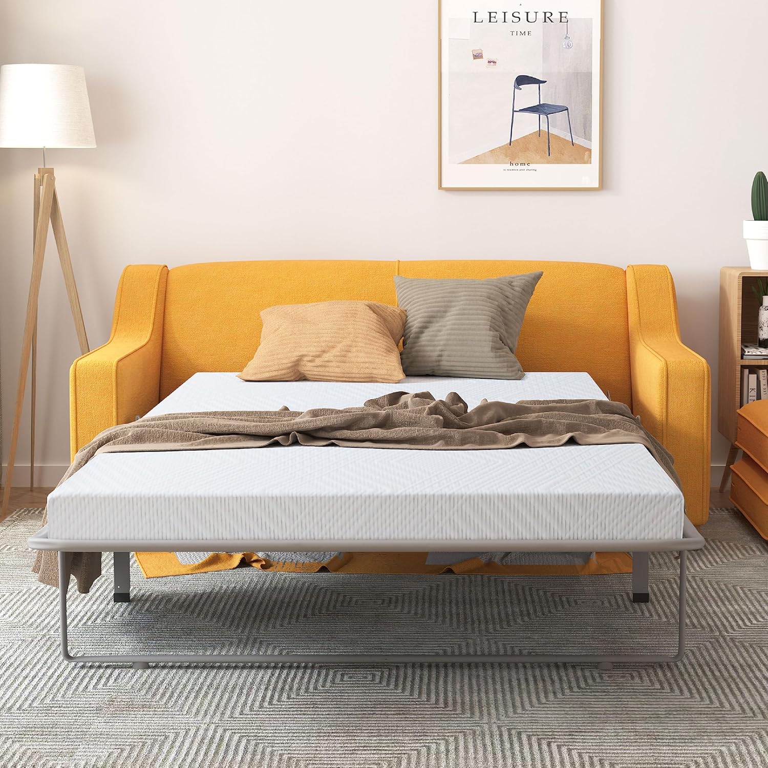 Repuesto de colchón de espuma viscoelástica de 4.5 pulgadas con tela sin fibra de vidrio y funda lavable para sofá cama y sofá cama, tamaño