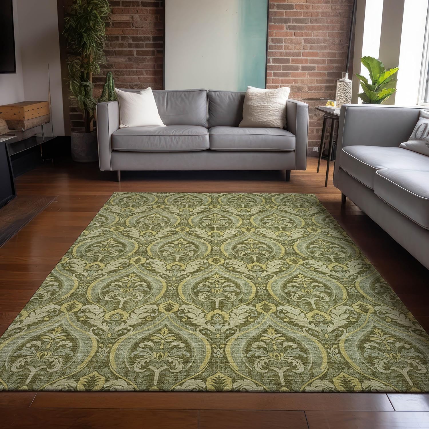 Chantille ACN572 – Alfombra verde de 2 pies 6 pulgadas x 3 pies 10 pulgadas, resistente a las manchas, lavable a máquina, no se desprende, para