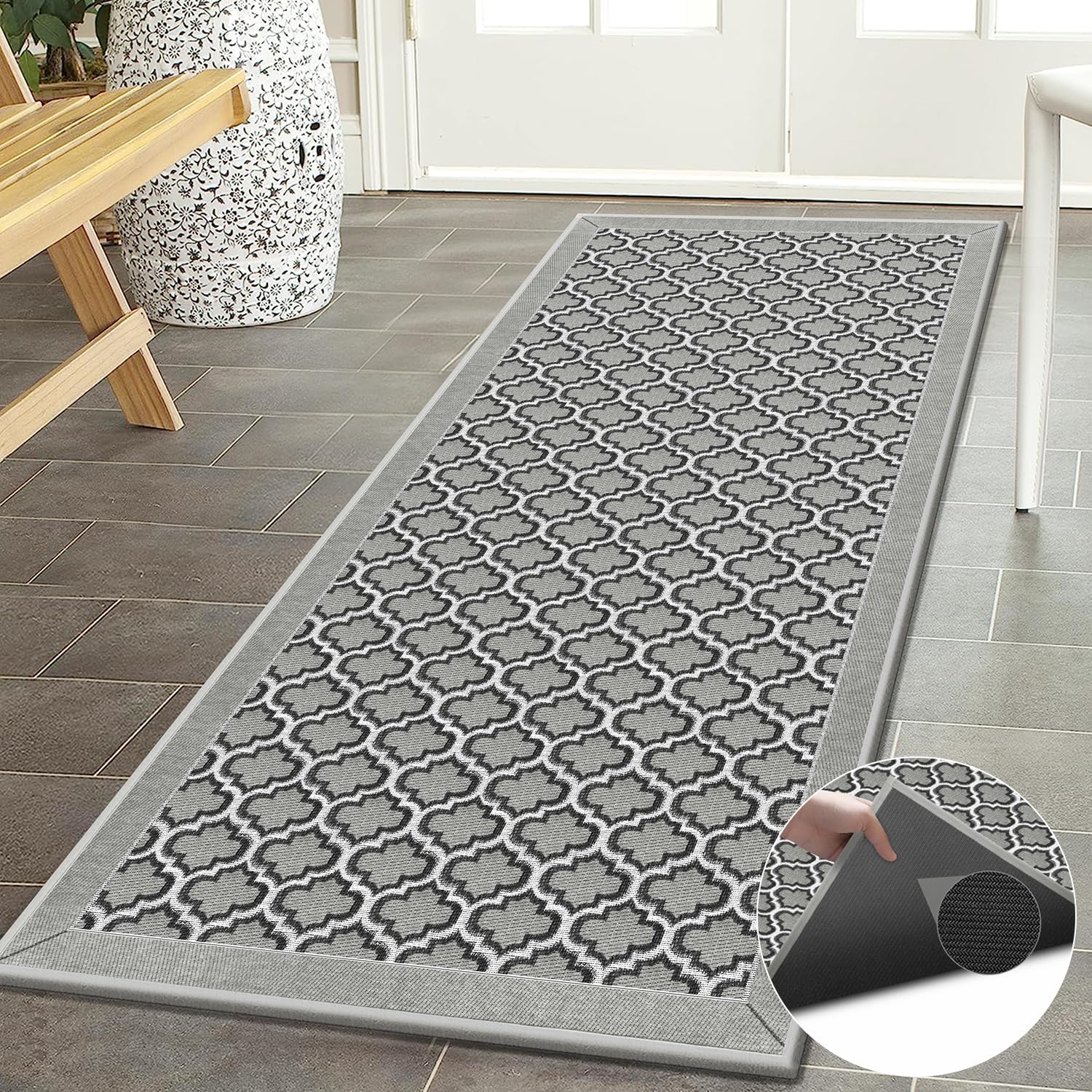 GOYLSER Tapete de cocina de perfil bajo bohemio para sala de estar, alfombra de baño lavable para dormitorio, alfombra de área extra grande,