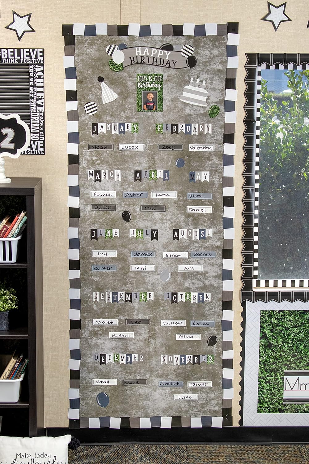 Teacher Created Resources Modern Farmhouse Happy Birthday – Juego de tablones de anuncios de 18 x 5-12 pulgadas, pieza de título