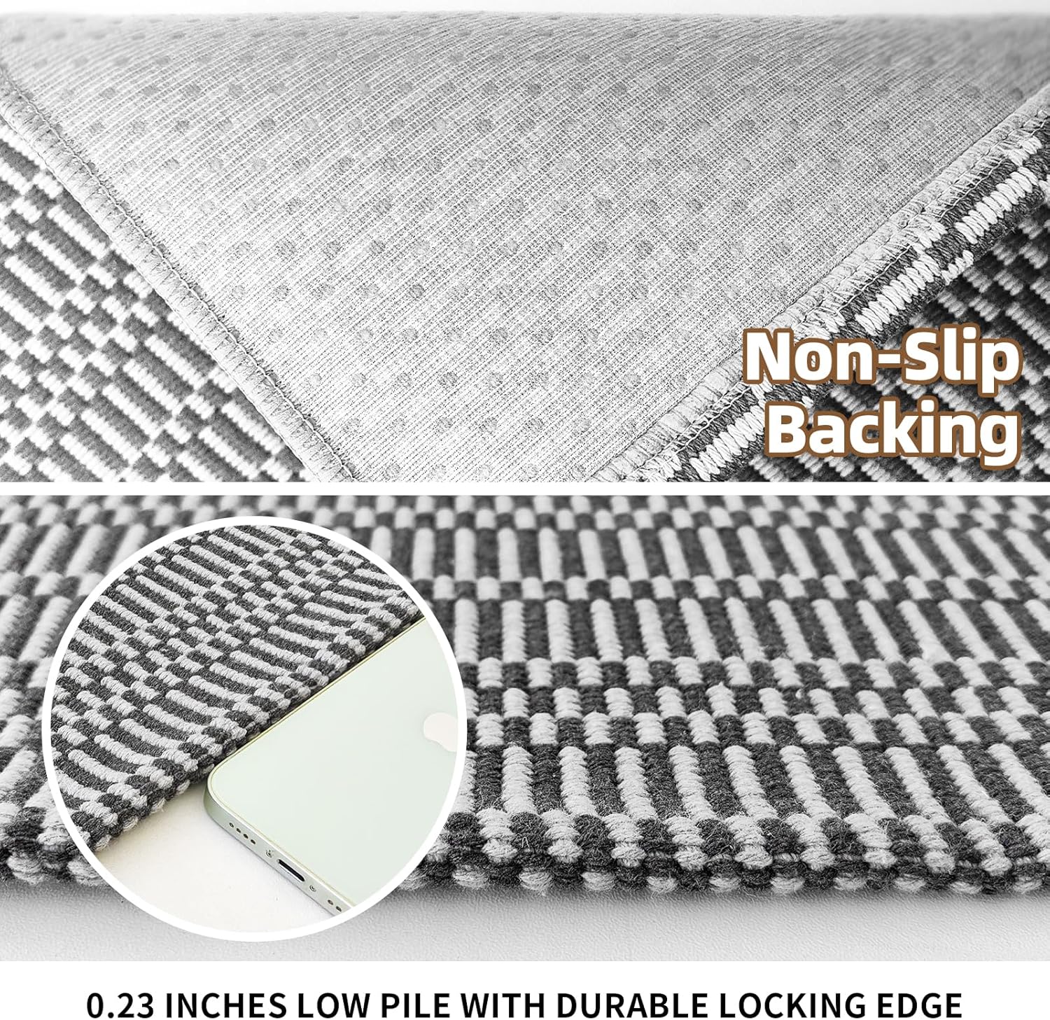 KOZYFLY Alfombra de área lavable de 3 x 5 pies, estilo bohemio, tapete para puerta de interior, alfombra de cocina con respaldo de goma, alfombra de