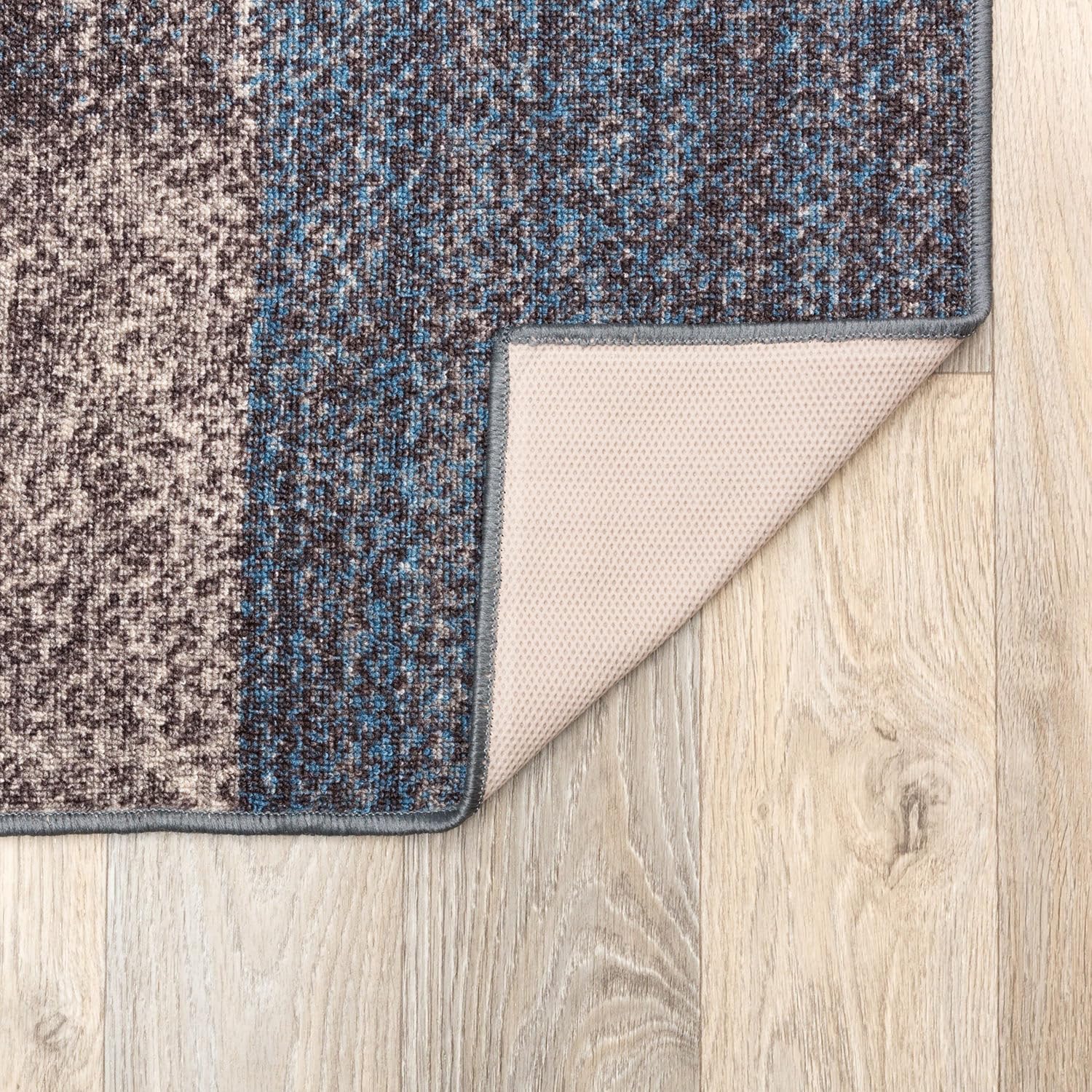 Alfombra con diseño moderno de cuadros (antideslizante), color gris