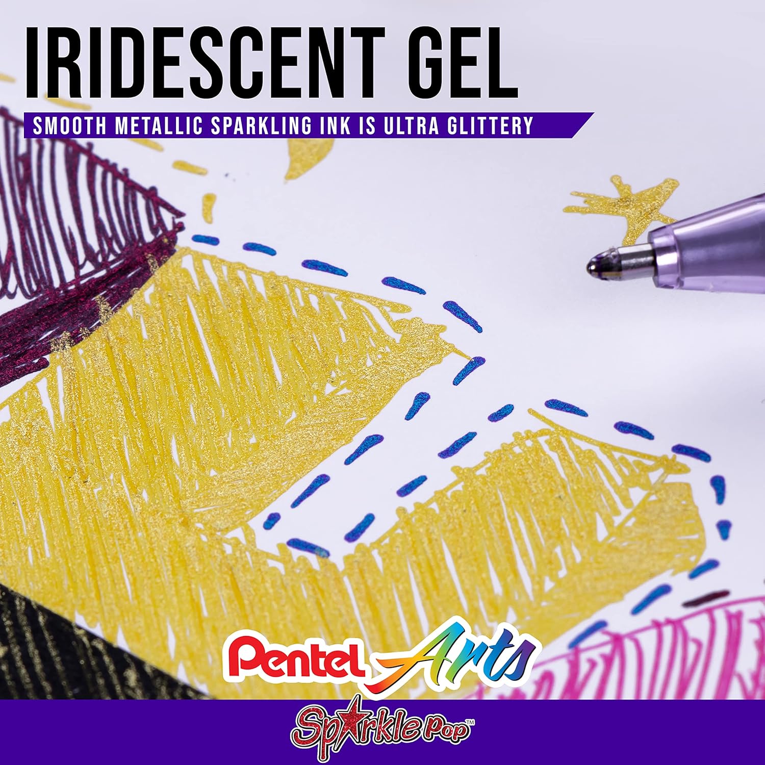 Pentel Sparkle Pop K91-DP – Bolígrafo de gel metálico, (0.039 pulgadas), línea llamativa, rosa