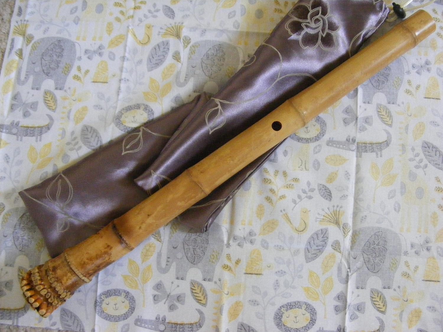 Shakuhachi – Flauta de bambú Shakuhachi estándar 1.8 con extremo de raíz y boquilla shakuhachi corte borde natural instrumento zen. instrumento