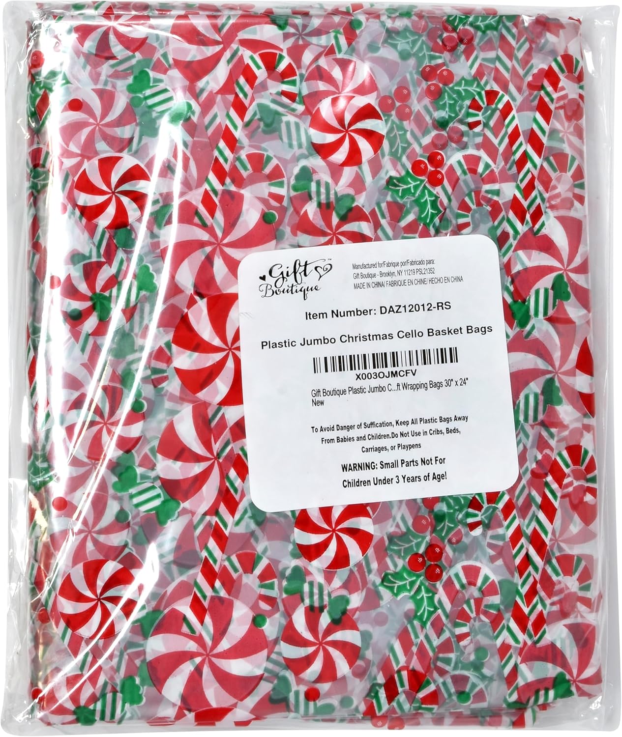 Gift Boutique Bolsas de plástico de celofán de Navidad con lazos giratorios, paquete de 24 bolsas de celofán para galletas de Navidad, bolsas de