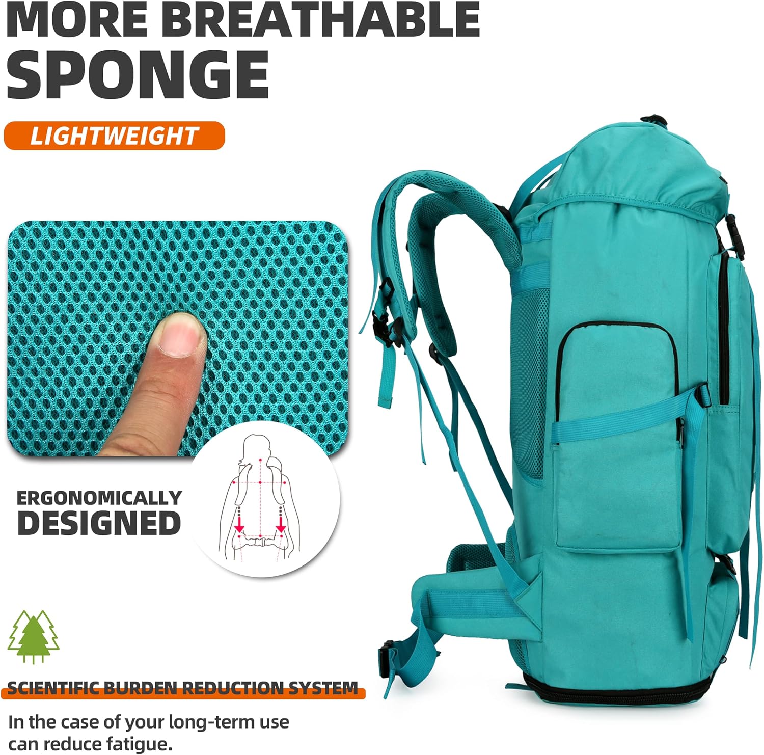100L camping senderismo militar táctico mochila escalada al aire libre bolsas de deporte para acampar, mochilero, Azul lago, Mochilas Daypack