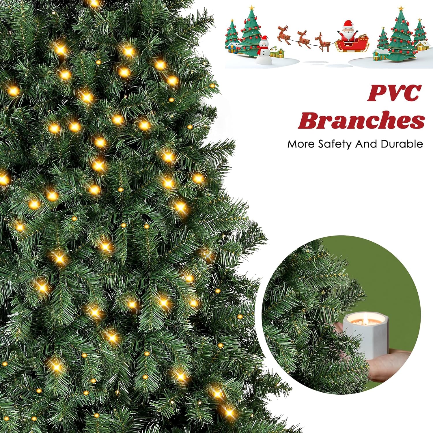 Árbol de Navidad artificial de abeto prémium de 7.5 pies para el hogar, oficina, decoración de fiesta con 1188 puntas de rama, fácil montaje,