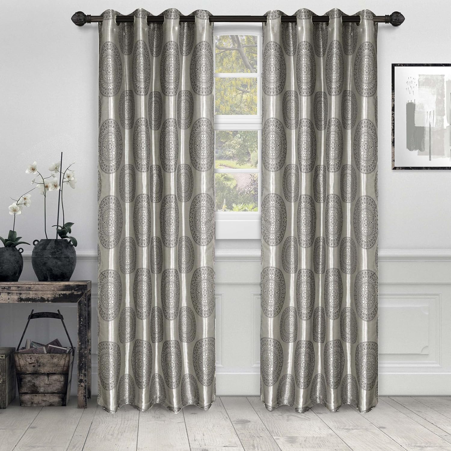 Superior Cordon Jacquard – Cortinas con ojales (2 unidades)