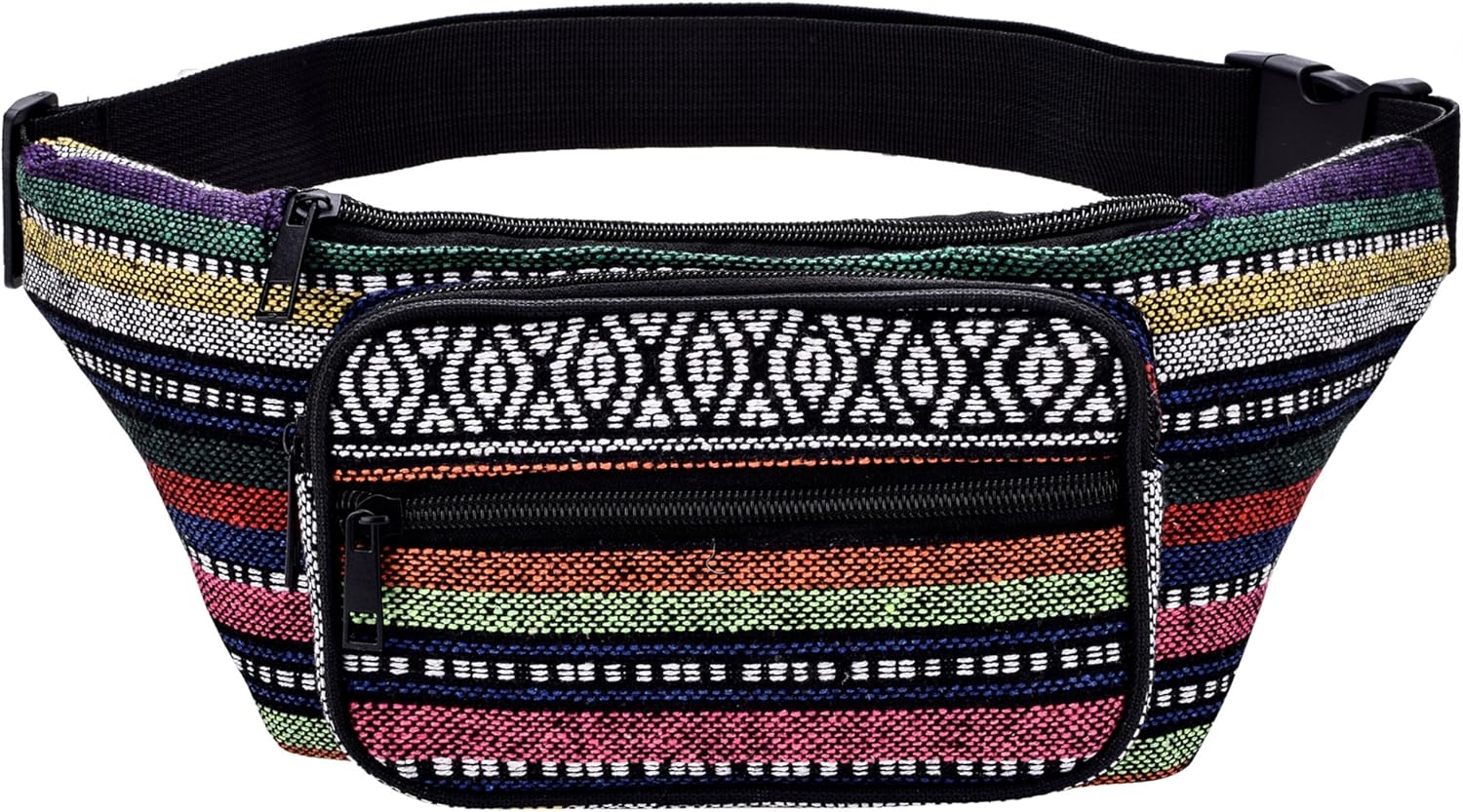 Kayhoma Riñonera bohemia a rayas, estilo retro, vintage, planas, para viajes, senderismo, cadera, Boho 2, Bohemio