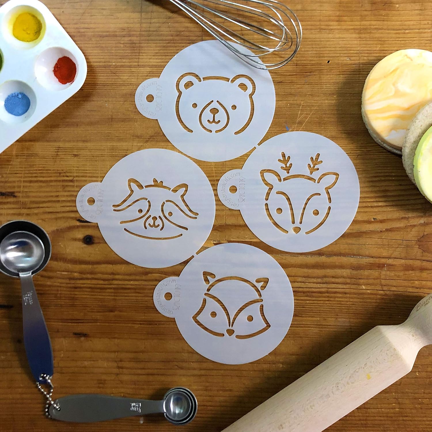 Juego de plantillas grandes para galletas de animales del bosque para bebés C1019 por Designer Stencils