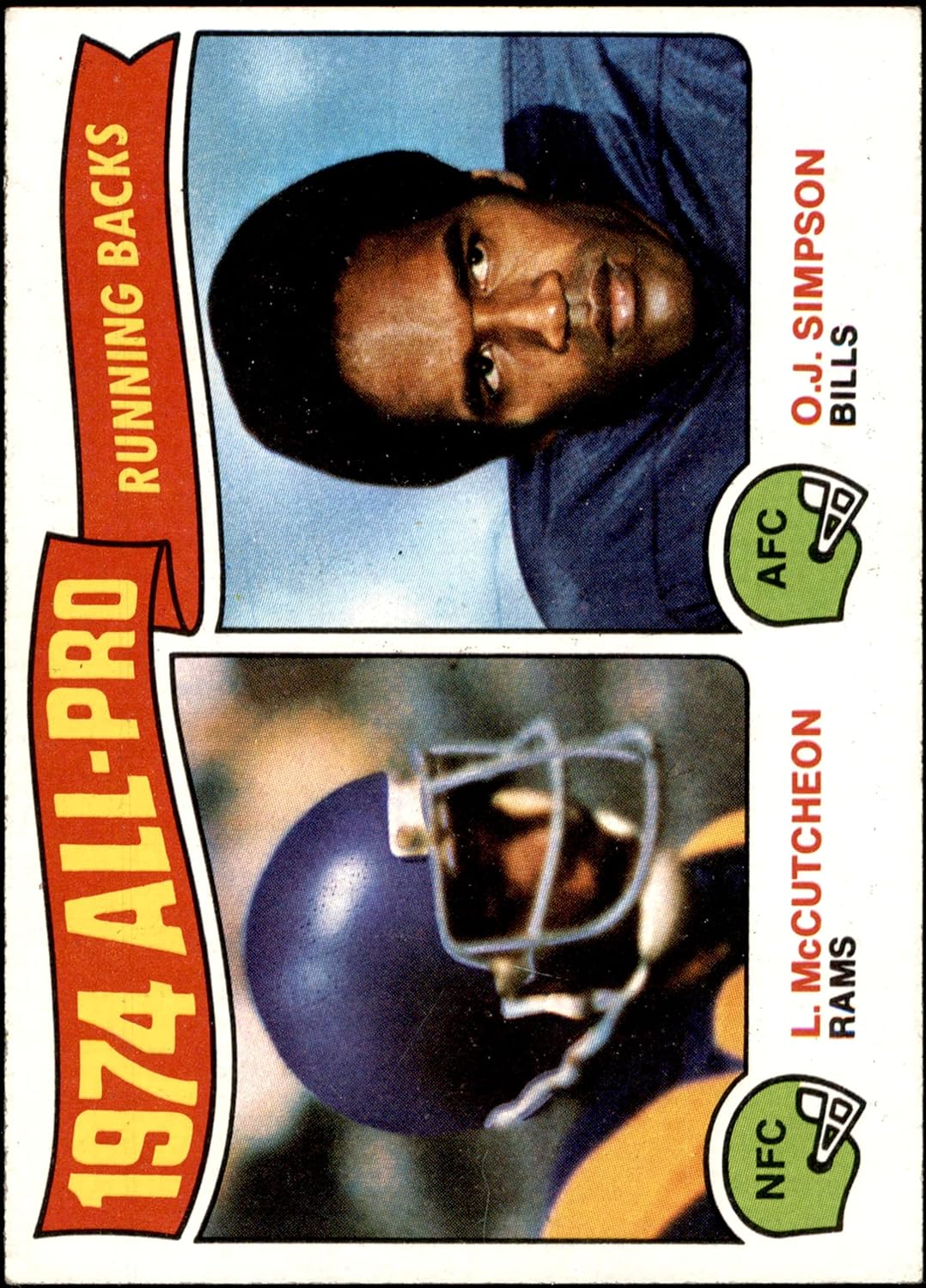 1975 Topps # 209 All-Pro Running Backs O.J. SimpsonLawrence McCutcheon BillsRams (Football Card) NM BillsRams Colorado StUSCCity College of San