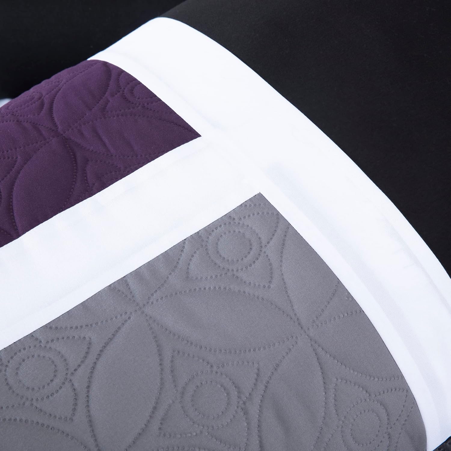 Chezmoi Collection Upland – Juego de edredón acolchado de retales, 7 piezas, moradonegrogris, tamaño matrimonial