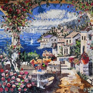 Mozaico – Mural decorativo con vista al mar toscano, diseños de mosaico, obra de arte de mosaico, incrustaciones de mosaico, arte de pared de Mozaico – Mural decorativo con vista al mar toscano, diseños de mosaico, obra de arte de mosaico, incrustaciones de mosaico, arte de pared de