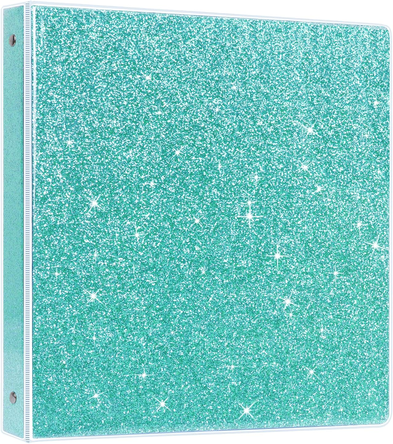 Carpeta de 3 anillos para suministros escolares, carpeta con purpurina de 1 pulgada con capacidad para 300 páginas tamaño carta de 8.5 x 11