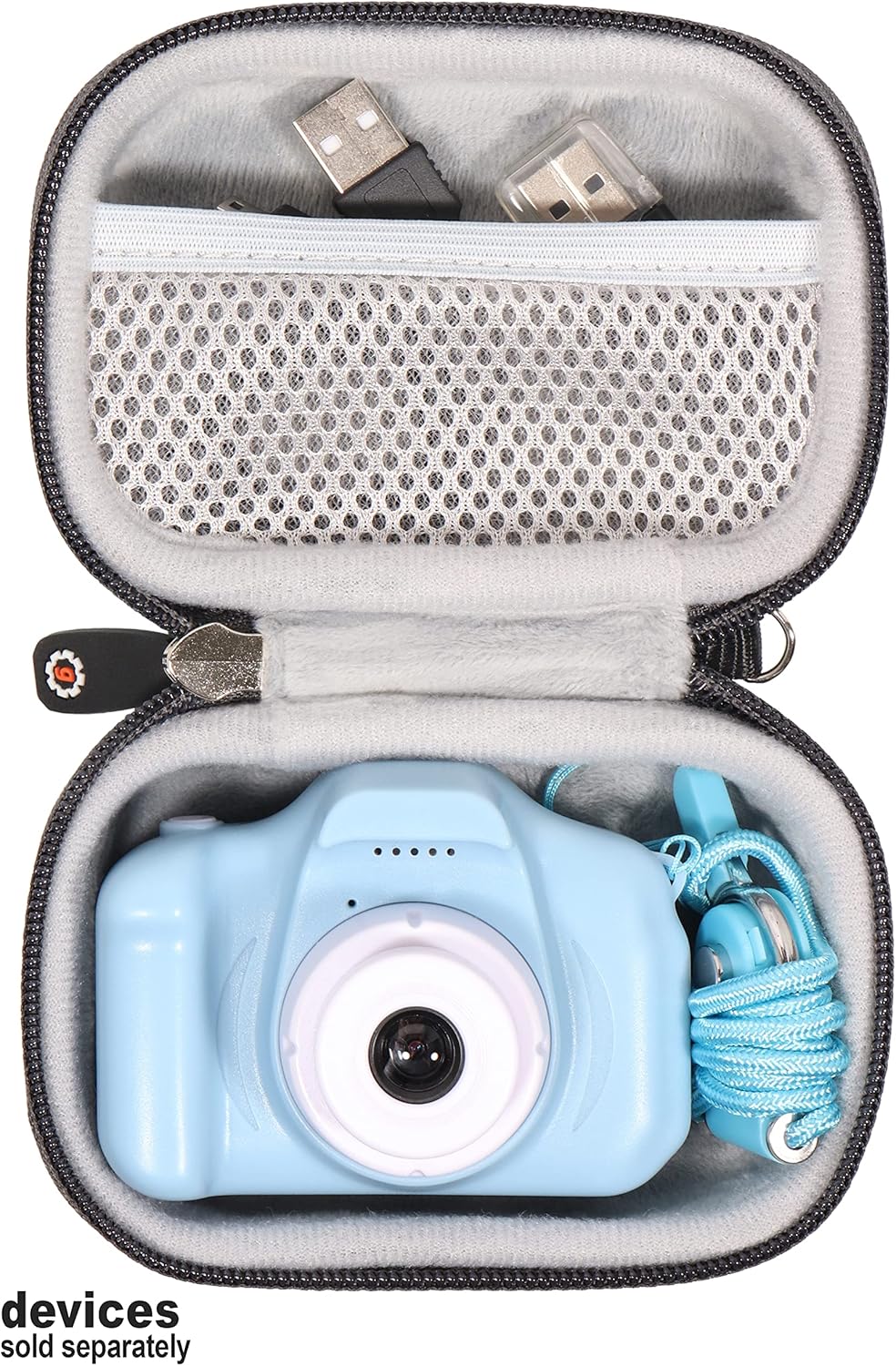 getgear Funda para cámara Seckton Kids Selfie, funda de viaje organizadora con bolsillo de malla y correa de muñeca desmontable (negro)