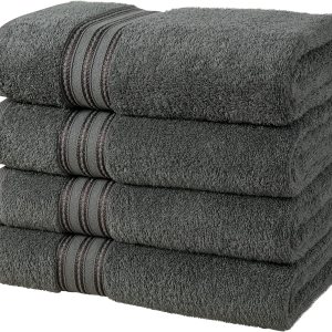 ERINA Juego de 4 toallas de baño de algodón de lujo pesadas GSM de 27 x 54 pulgadas, 100% algodón peinado hilado en anillo altamente absorbentes, ERINA Juego de 4 toallas de baño de algodón de lujo pesadas GSM de 27 x 54 pulgadas, 100% algodón peinado hilado en anillo altamente absorbentes,