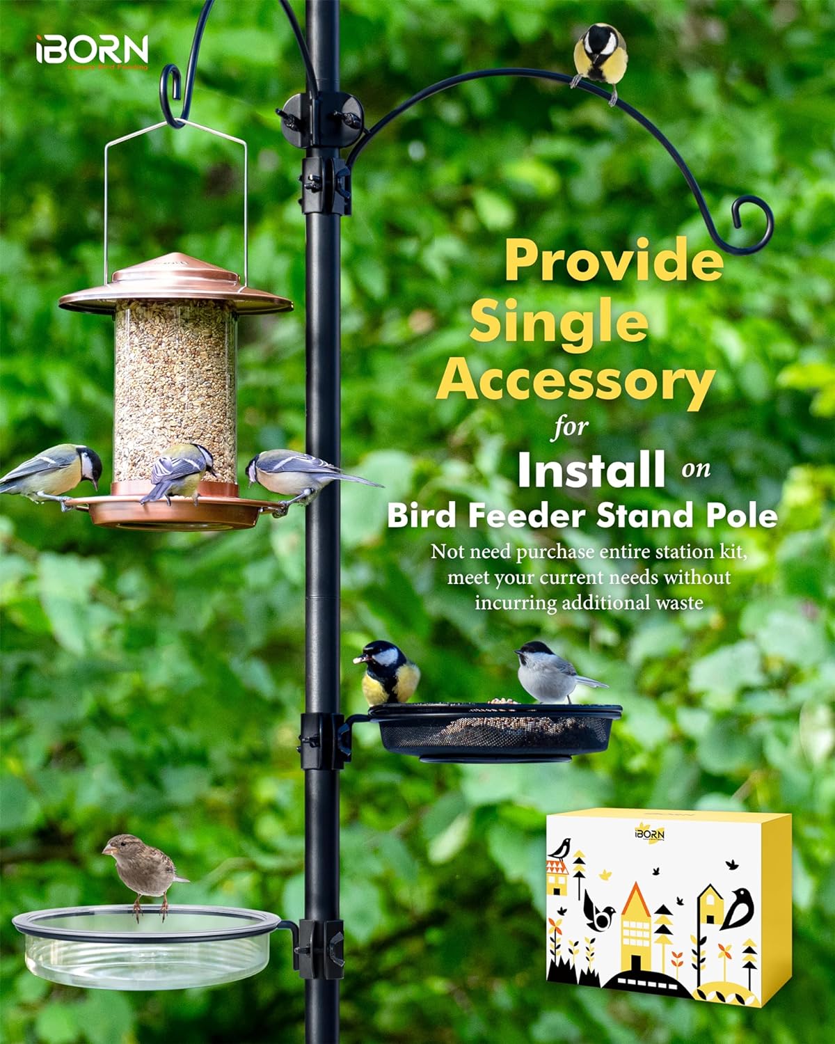 iBorn Bandeja de malla y anillo para comederos de pájaros de 1 pulgada, accesorio al aire libre para comederos de pájaros para colibríes para