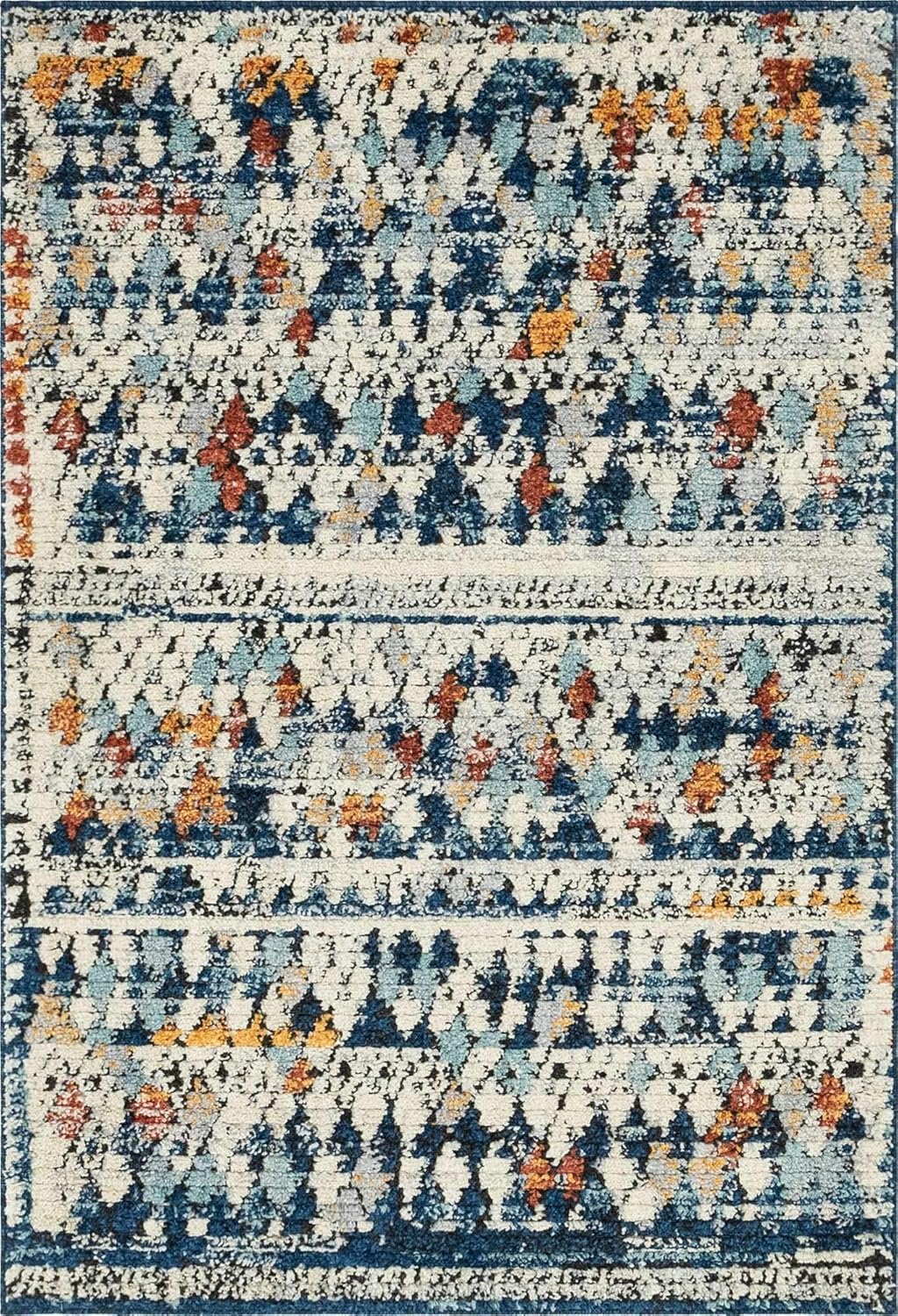 Unique Loom Morocco Collection – Alfombra con borde abstracto, diseño de diamante, bohemio (4 pies x 6 pies, rectangular, multicolor)