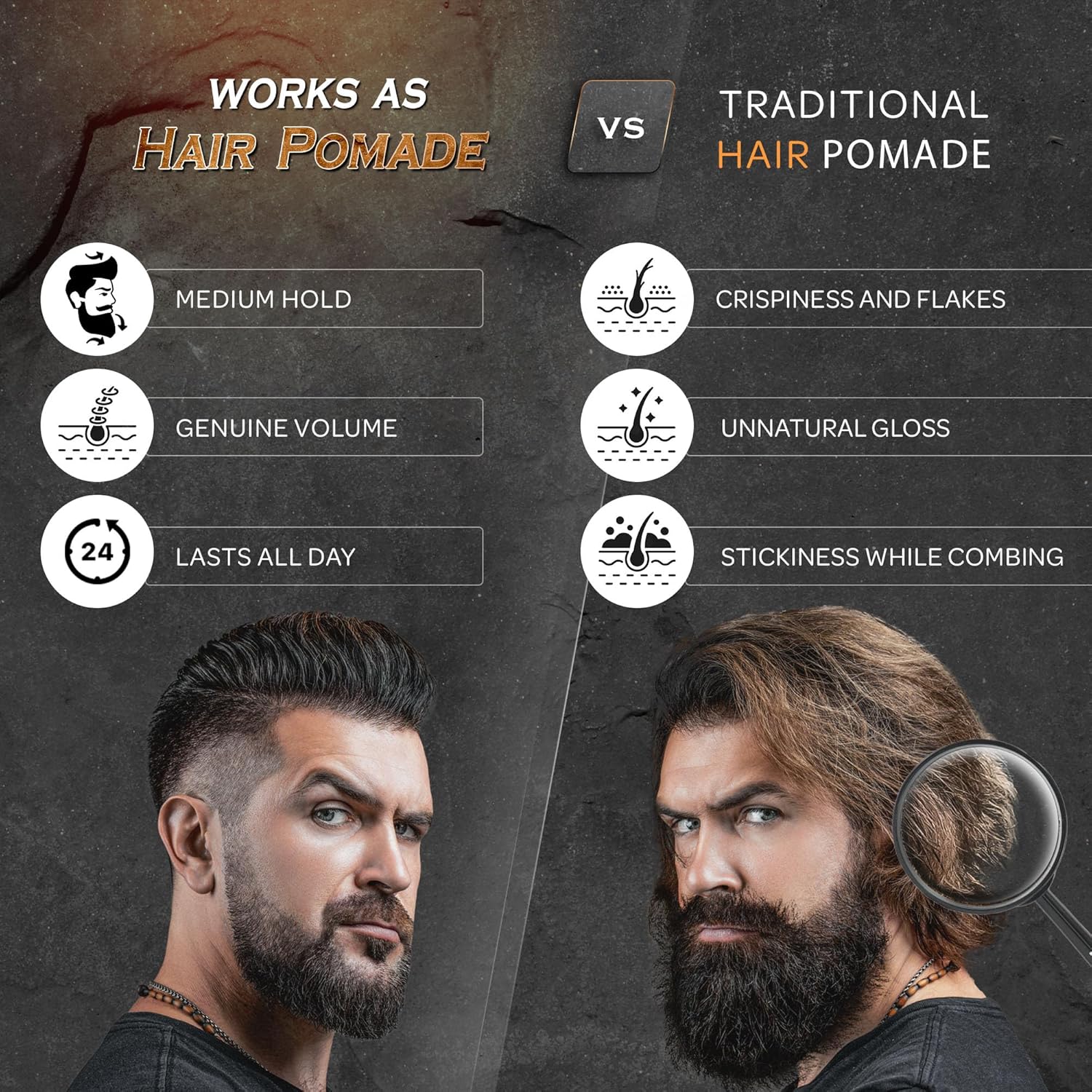 Bossman Pomada para el cabello y la barba sujeción más larga, control e hidratación para cabello, barba y bigote, producto para peinar el cabello,