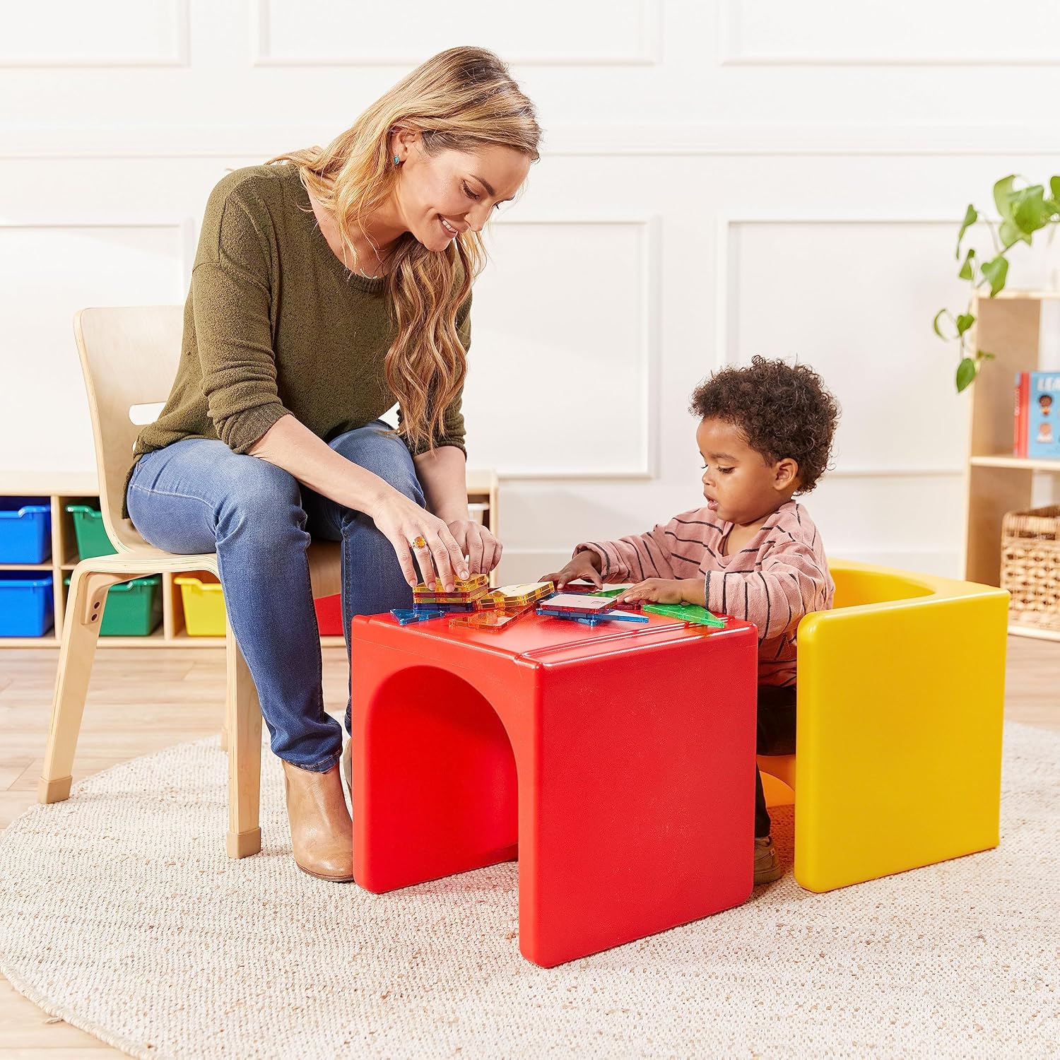 ECR4Kids Tri-Me 3 en 1 silla cubo, muebles para niños, rojo